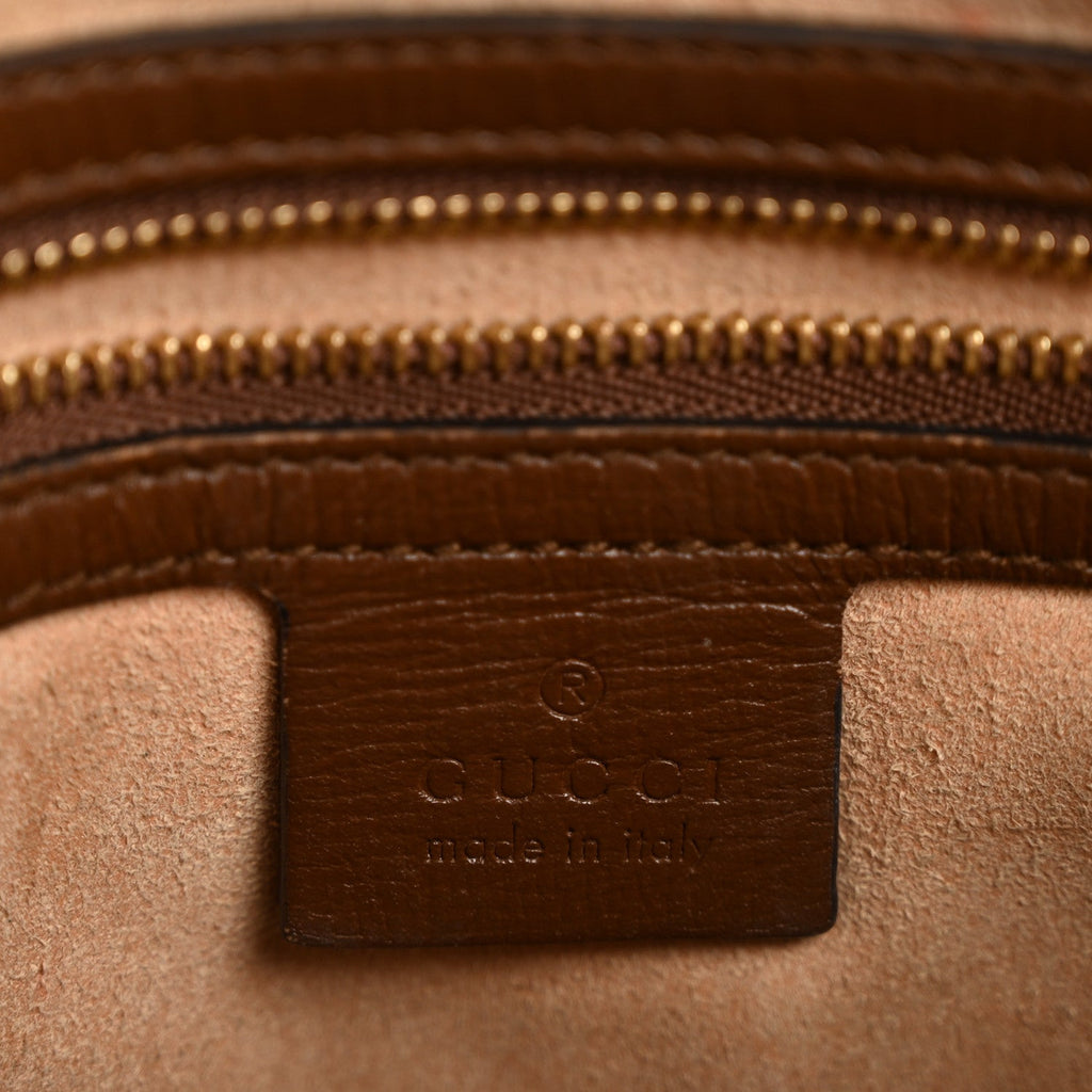 Gucci GG Supreme Monogram Small Horsebit 1955 Shoulder Bag Beige Brown Sugar