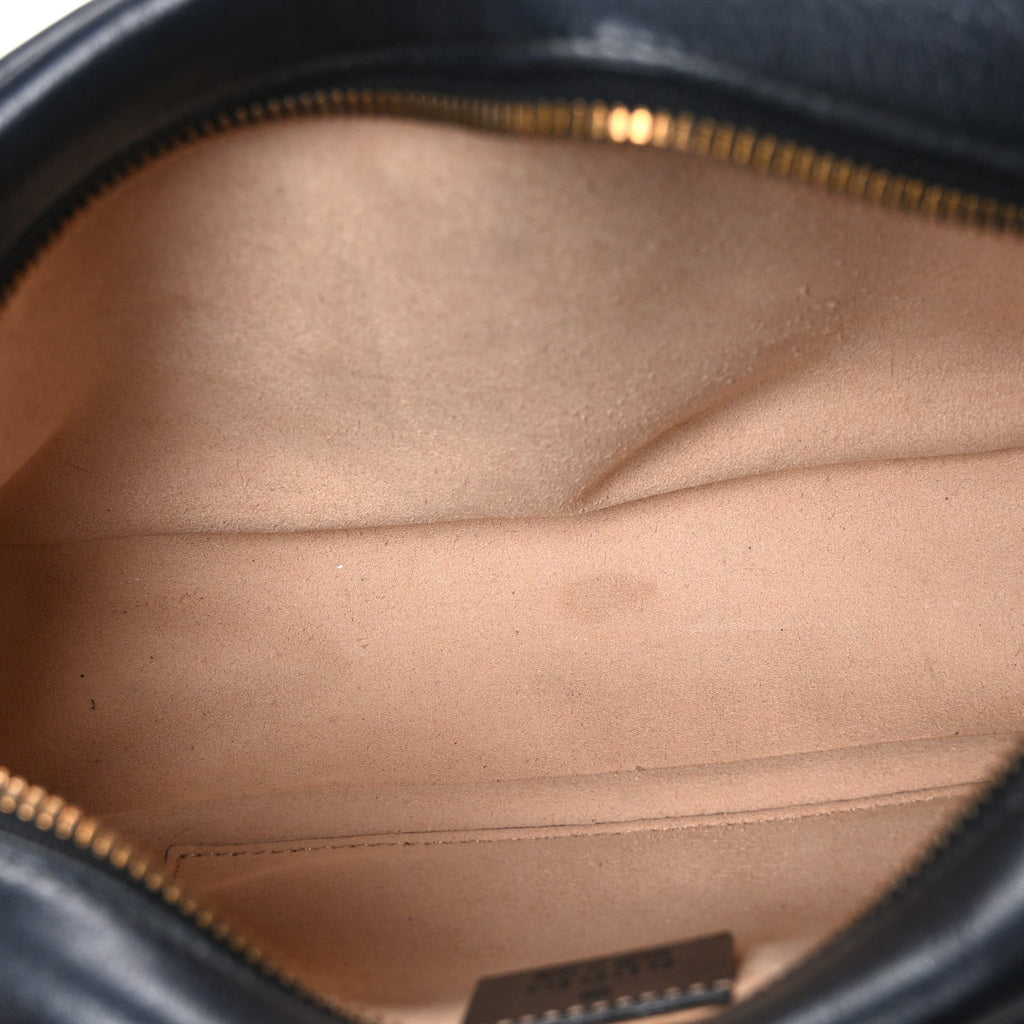 Gucci Calfskin Matelasse Small GG Marmont Chain Shoulder Bag Black
