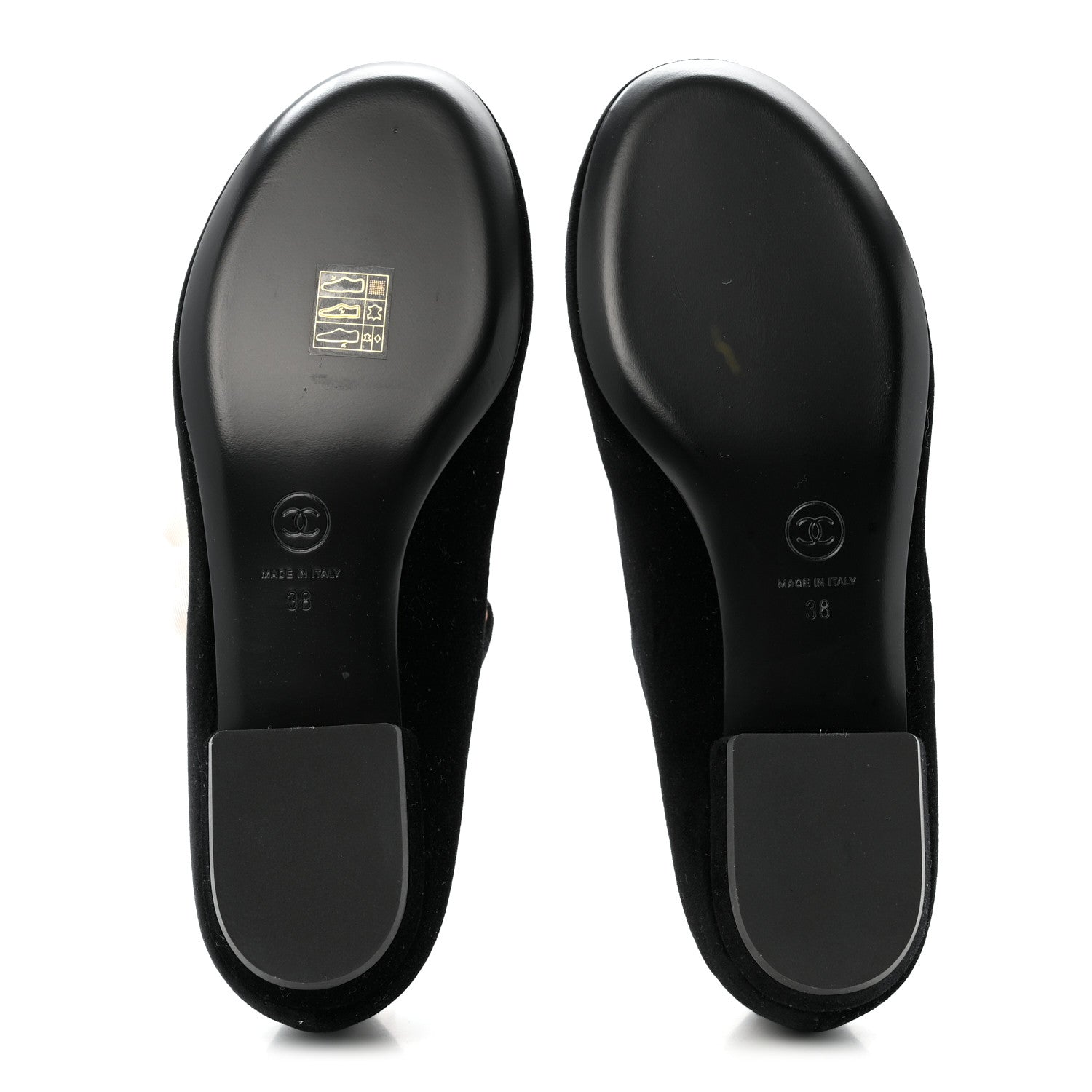 Chanel Velvet Grosgrain Bow Mary Jane Flats 38 Black White