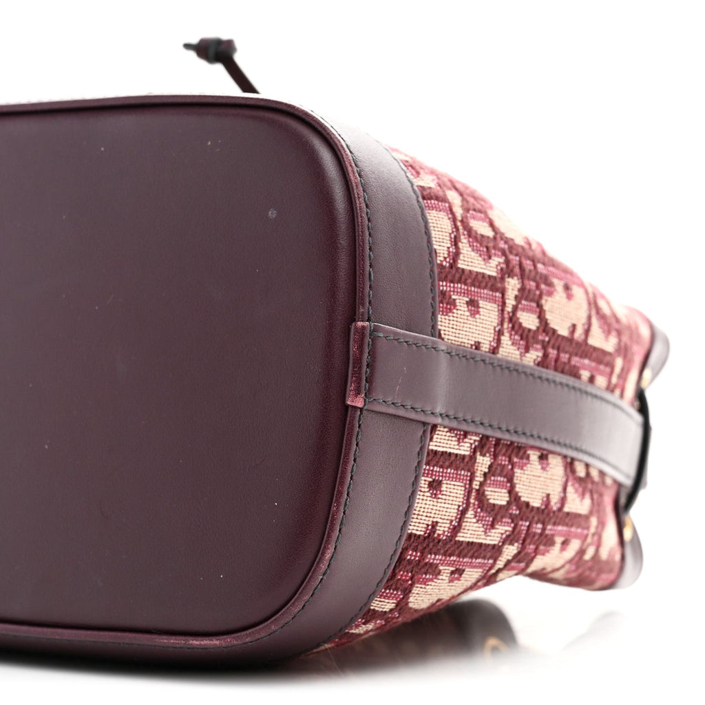 Christian Dior Oblique Drawstring Chain Bucket Bag Burgundy