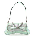 Gucci Iridescent Nappa Vertical Matelasse Small Maxi Horsebit Chain Shoulder Bag Iridescent Salvy Green