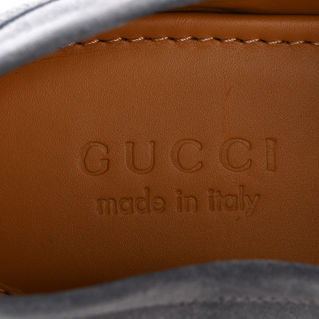 Gucci Suede Horsebit Mens Jordaan Loafers 8.5 Foggy Grey