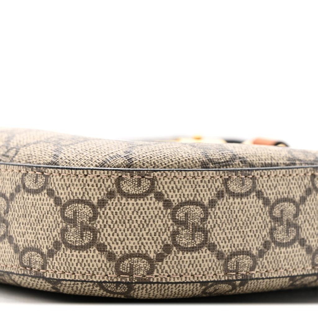 Gucci GG Supreme Monogram Snakeskin Small Jackie 1961 Hobo Beige Ebony