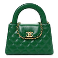 Chanel Shiny Aged Calfskin Quilted Nano Kelly Shopper Green