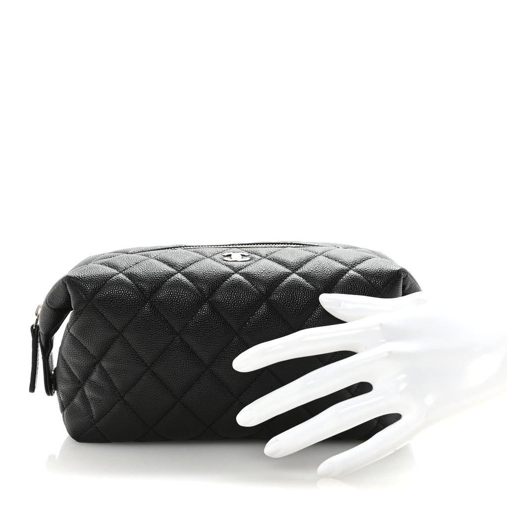 Caviar Quilted Cosmetic Case Black