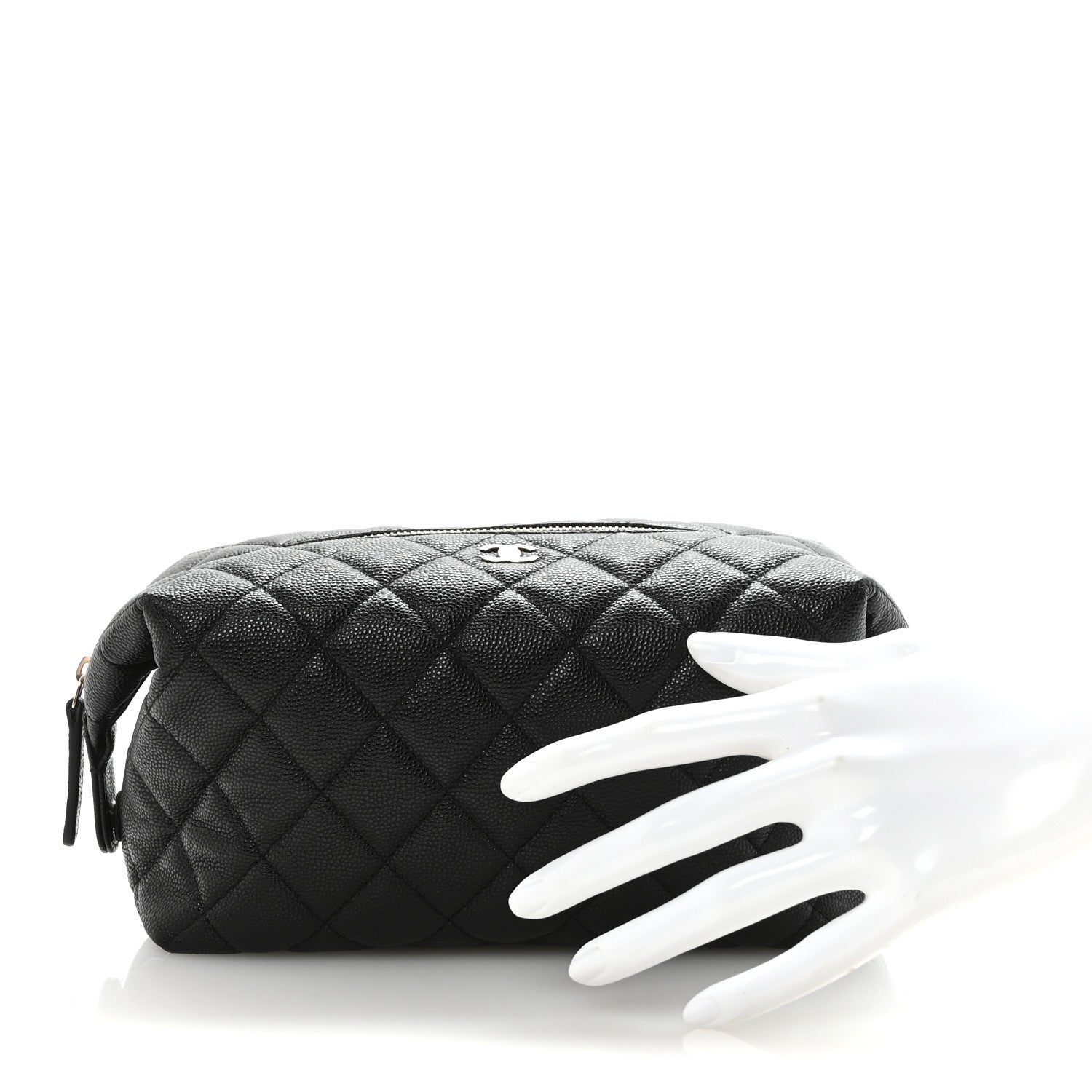 Caviar Quilted Cosmetic Case Black