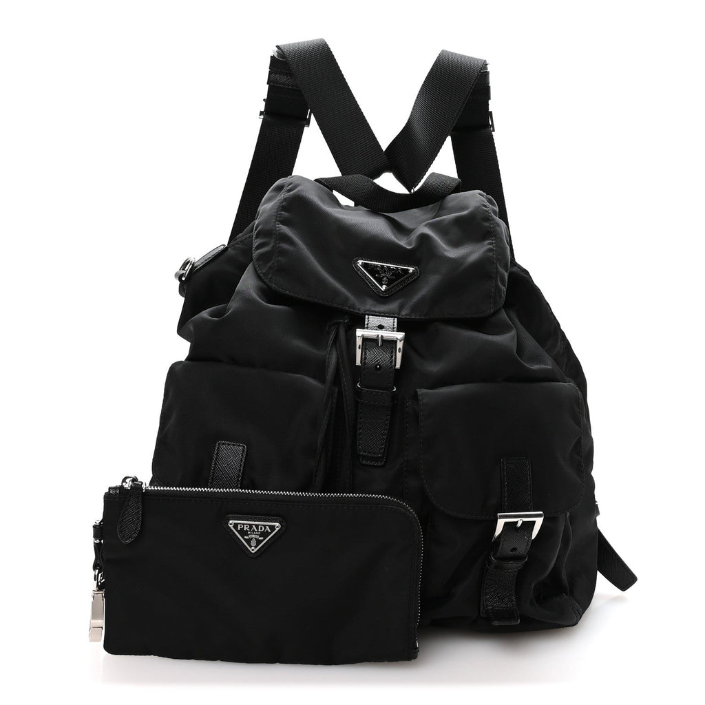 Prada Re-Nylon Vela Saffiano Medium Backpack Black