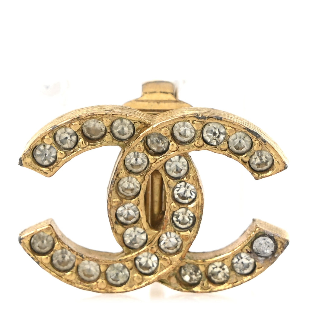 Crystal CC Clip on Earrings Gold