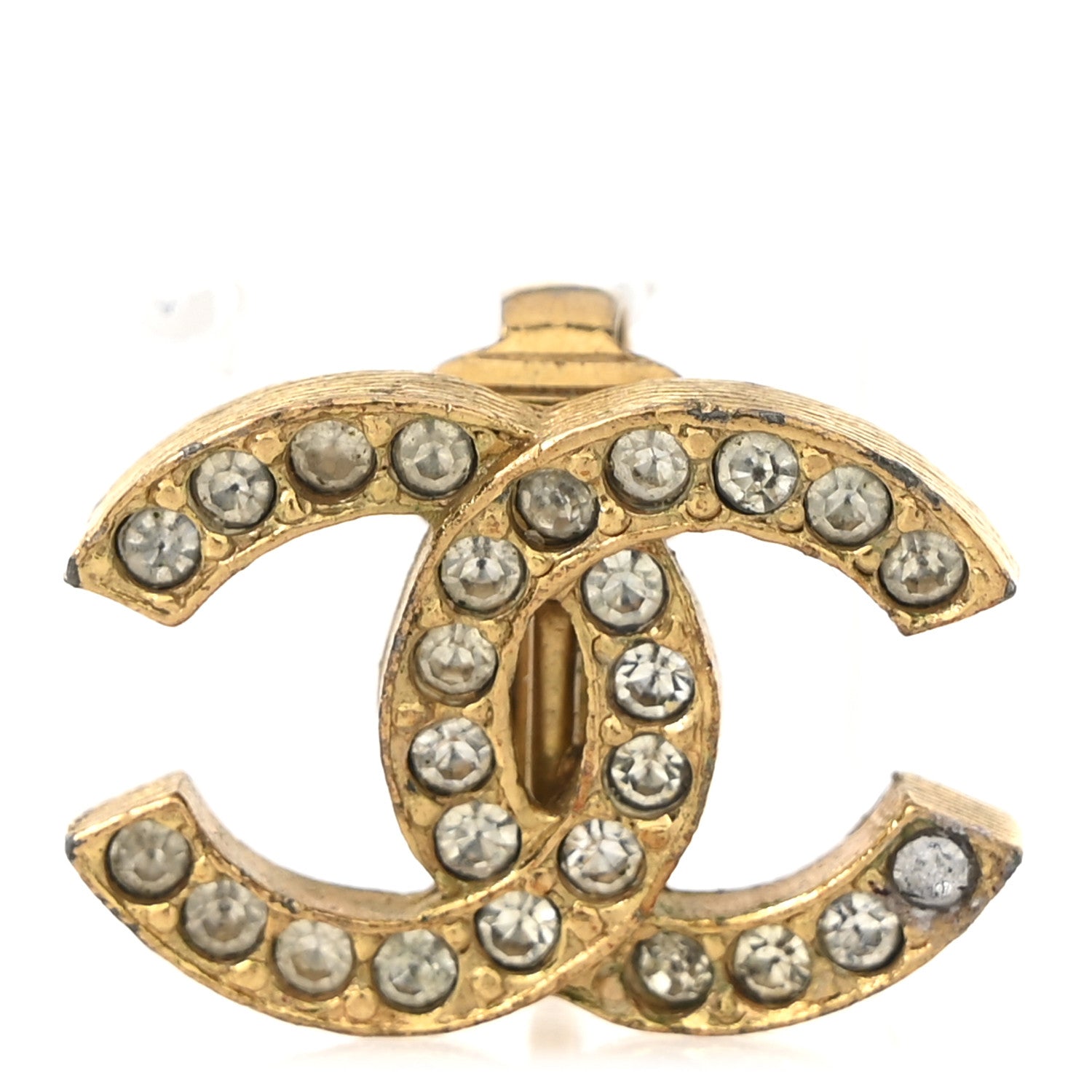 Crystal CC Clip on Earrings Gold