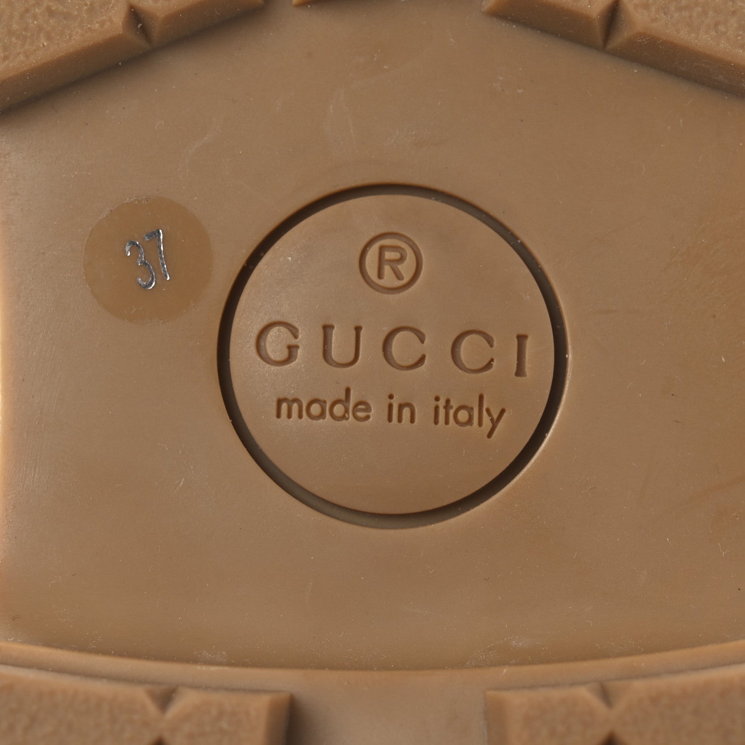 Gucci X THE NORTH FACE Monogram Textured Calfskin Hiking Ankle Boots 37 Beige Ebony Deep Orange