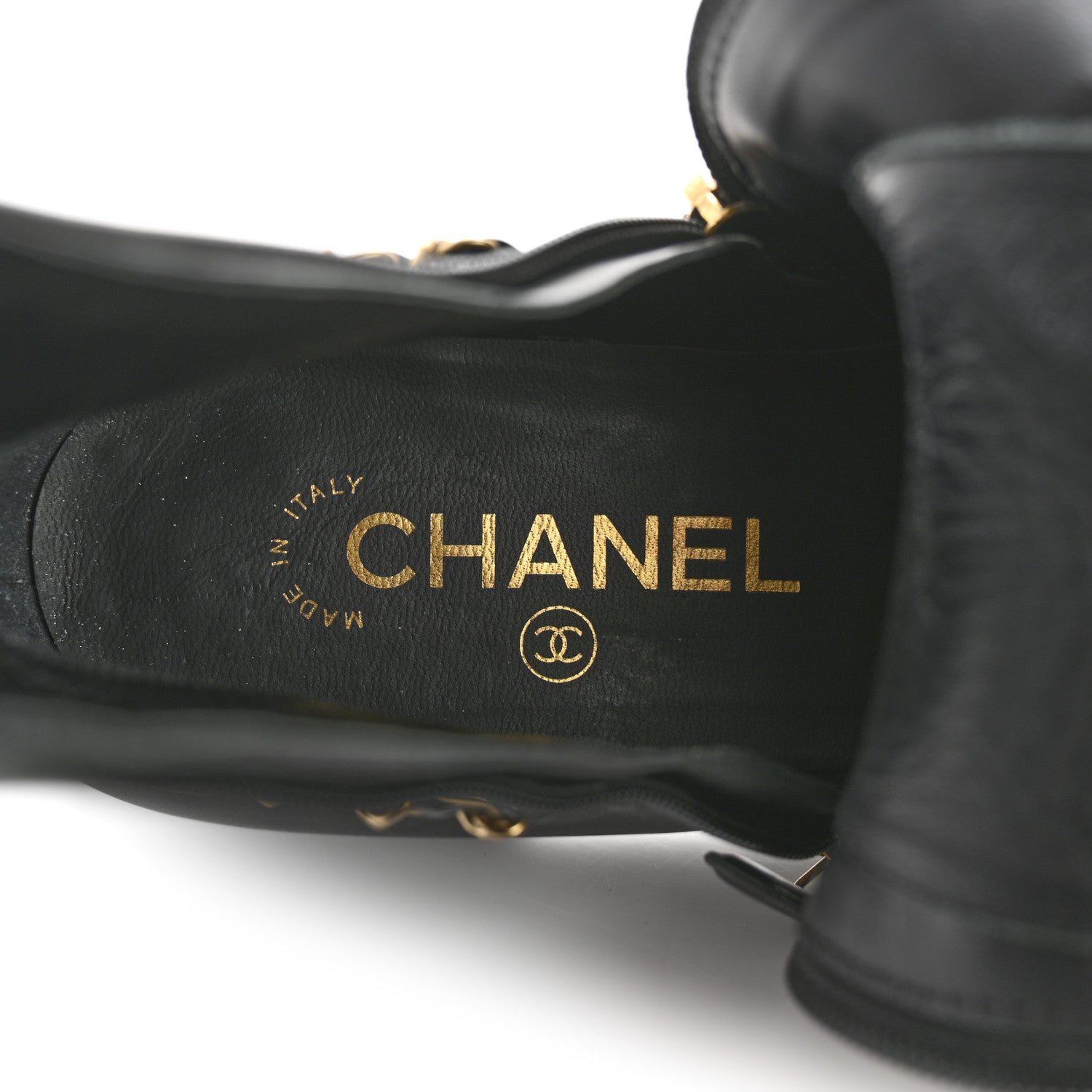 Calfskin Chain Lace Up Boots 36.5 Black