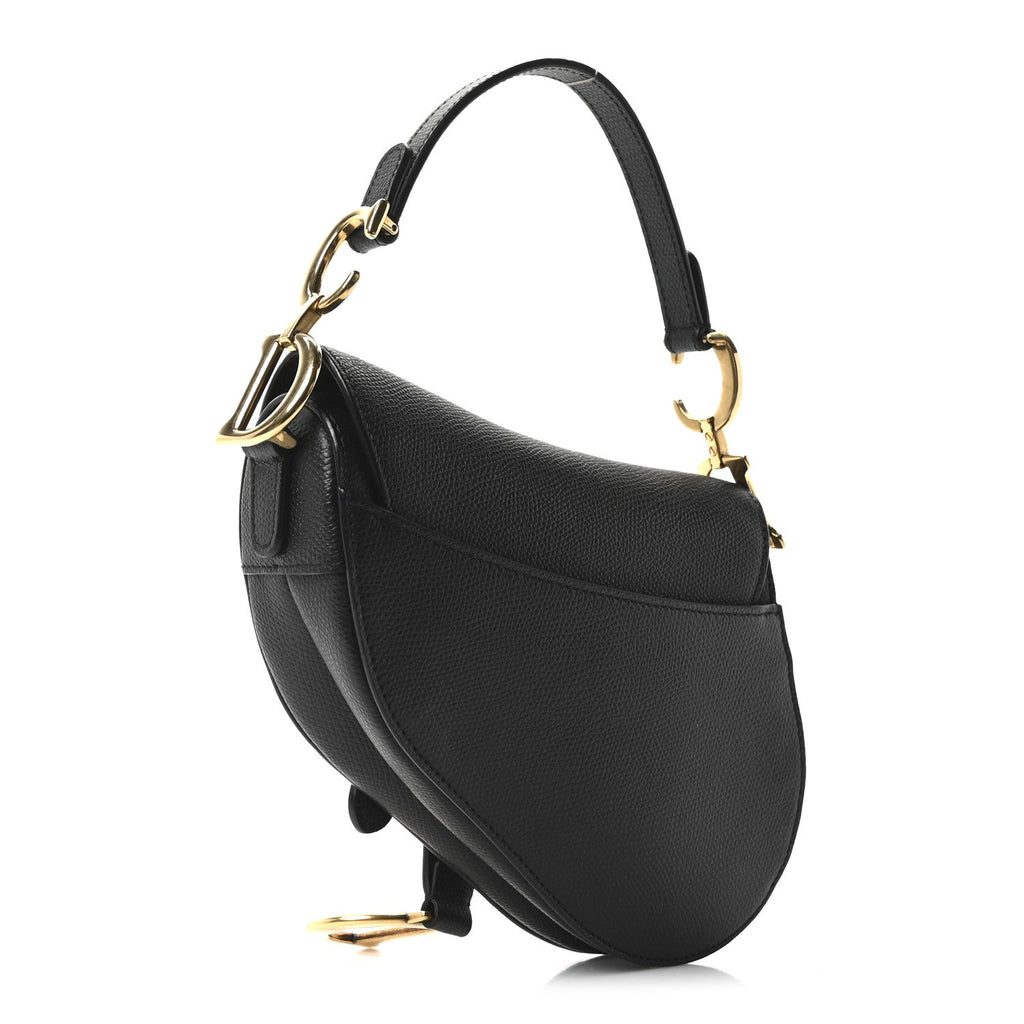 Christian Dior Grained Calfskin Mini Saddle Bag Black
