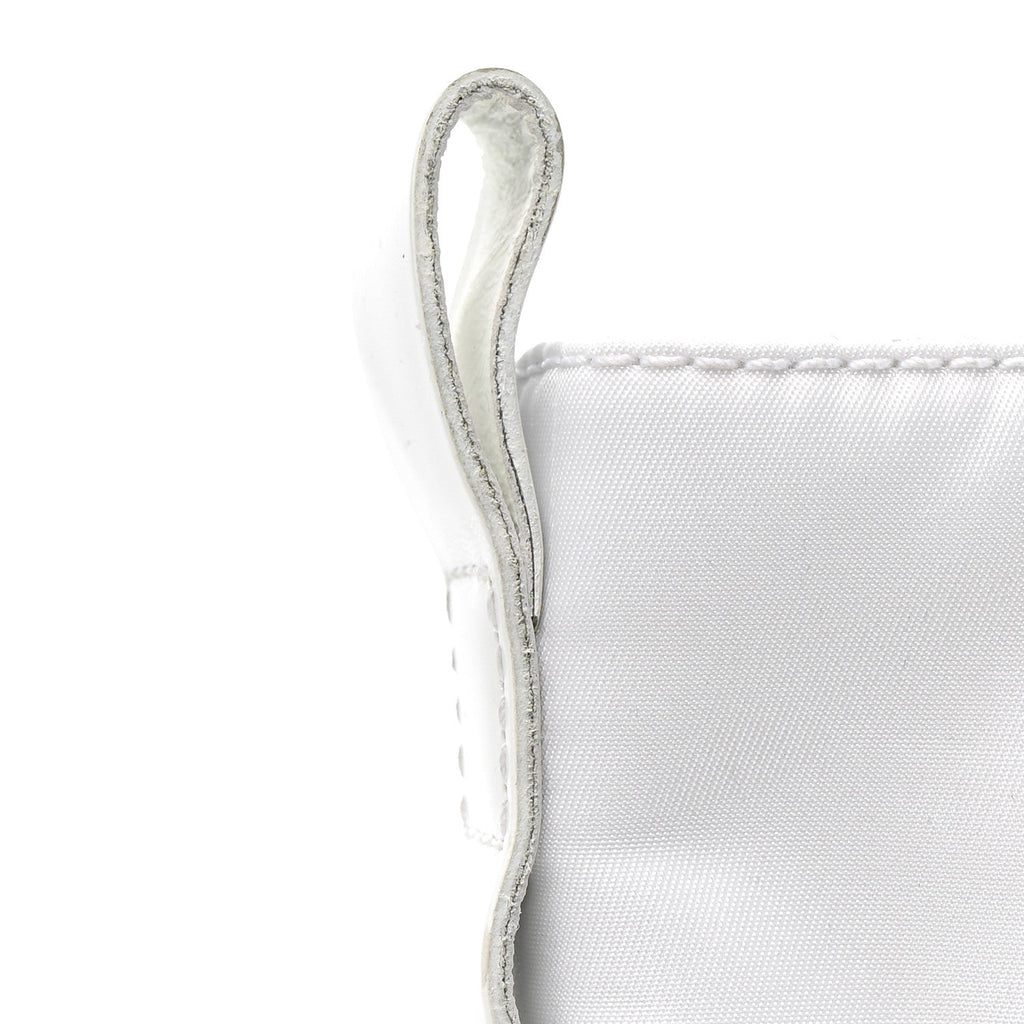 Prada Spazzolato Rois Re-Nylon Metal Triangle Logo Monolith Pouch Pocket 55mm Boots 40.5 White