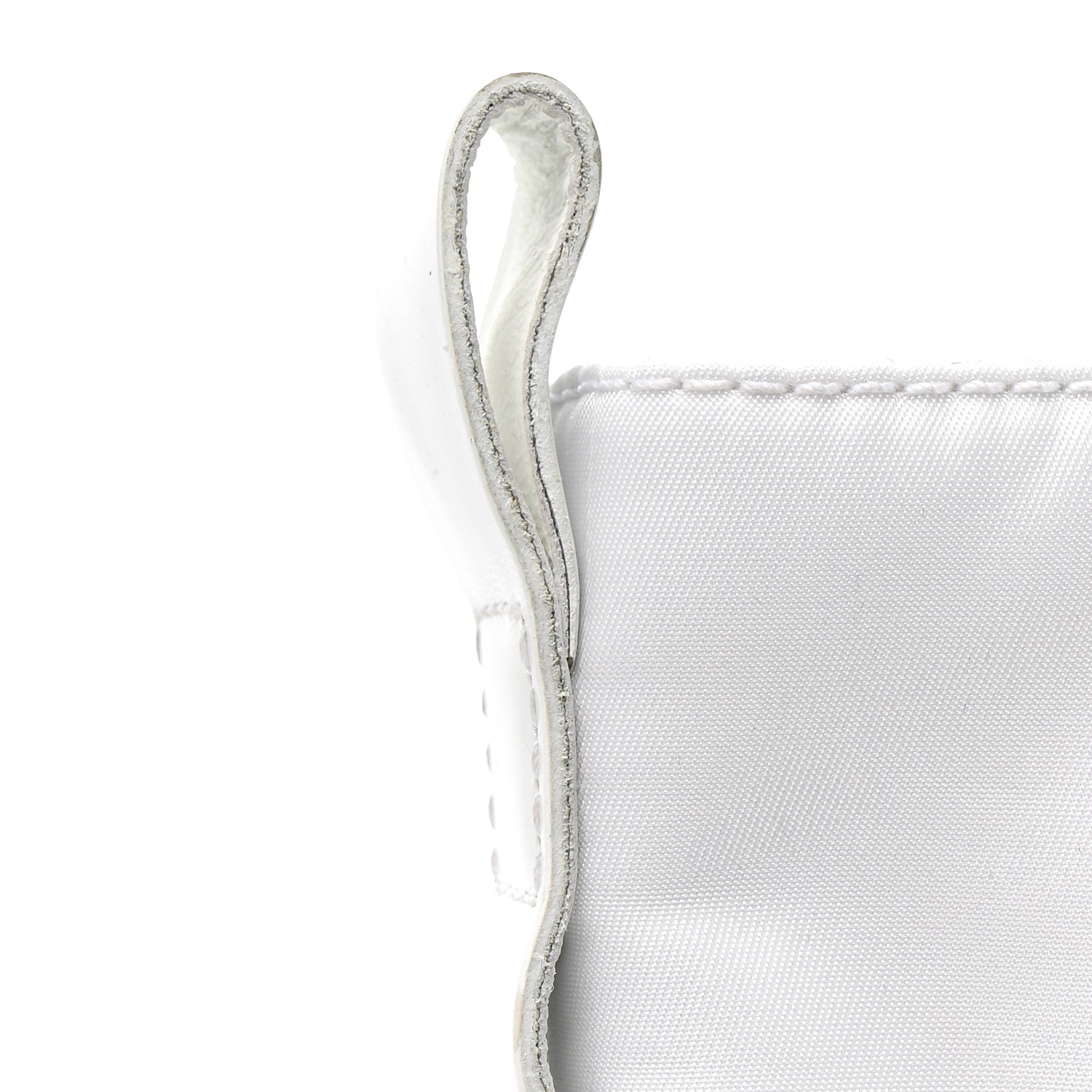 Prada Spazzolato Rois Re-Nylon Metal Triangle Logo Monolith Pouch Pocket 55mm Boots 40.5 White