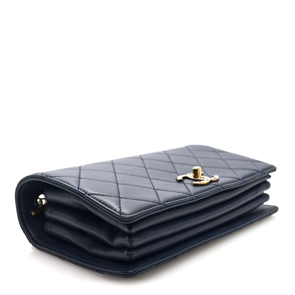 Chanel Lambskin Quilted Small Art Nouvelle Flap Bag Navy