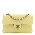 Chanel Caviar Quilted Rainbow CC Small Double Flap Green