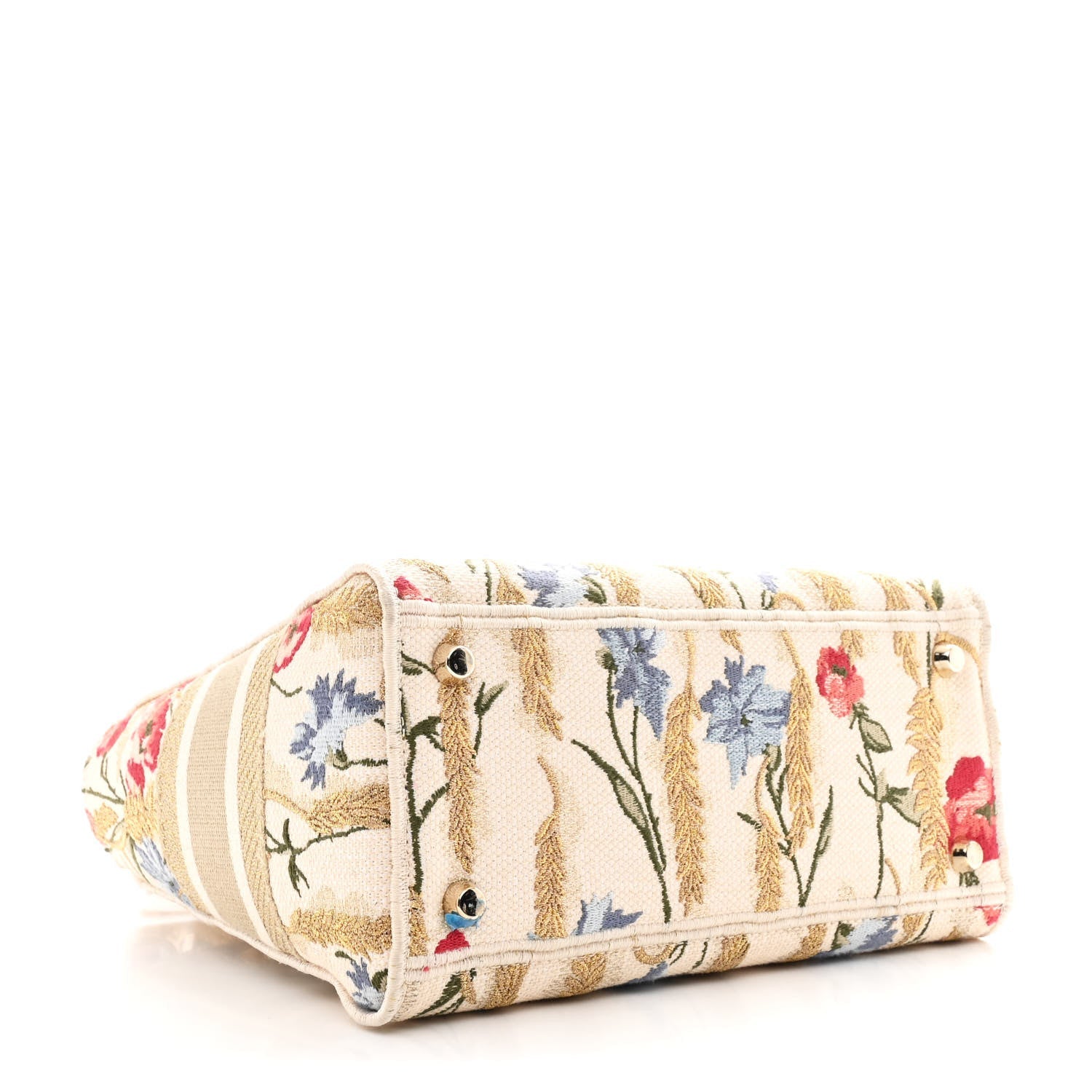 Christian Dior Canvas Embroidered Hibiscus Printed Medium Lady D-Lite Beige Multicolor