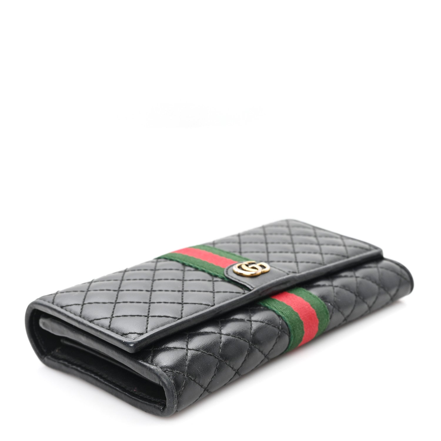 Gucci Calfskin Web Trapuntata GG Continental Wallet Black