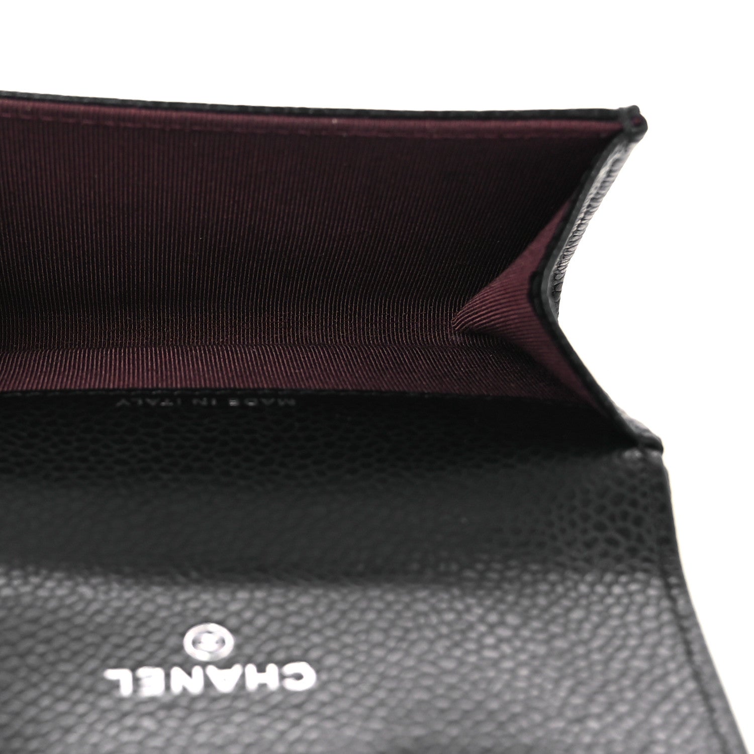 Caviar Quilted Flap Card Holder Wallet Black