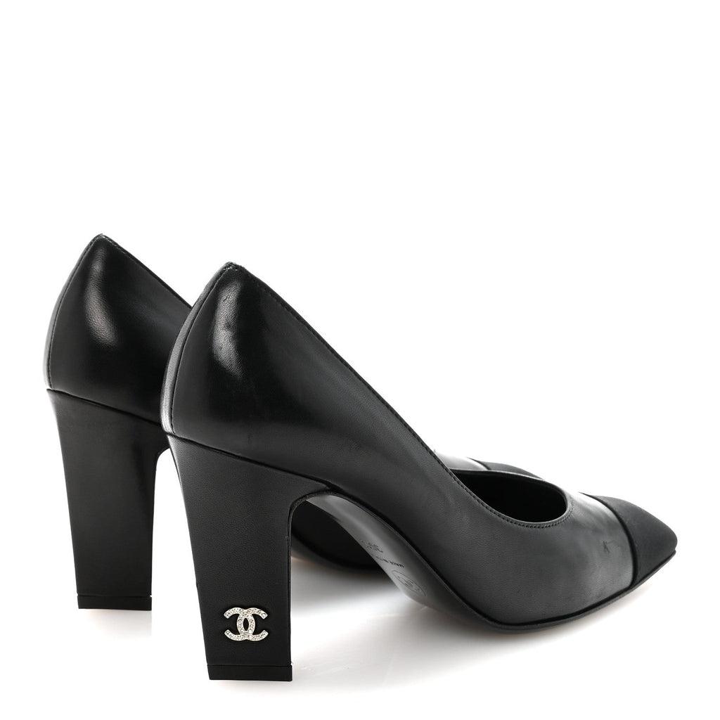 Lambskin Grosgrain Cap Toe CC Pumps 36.5 Black