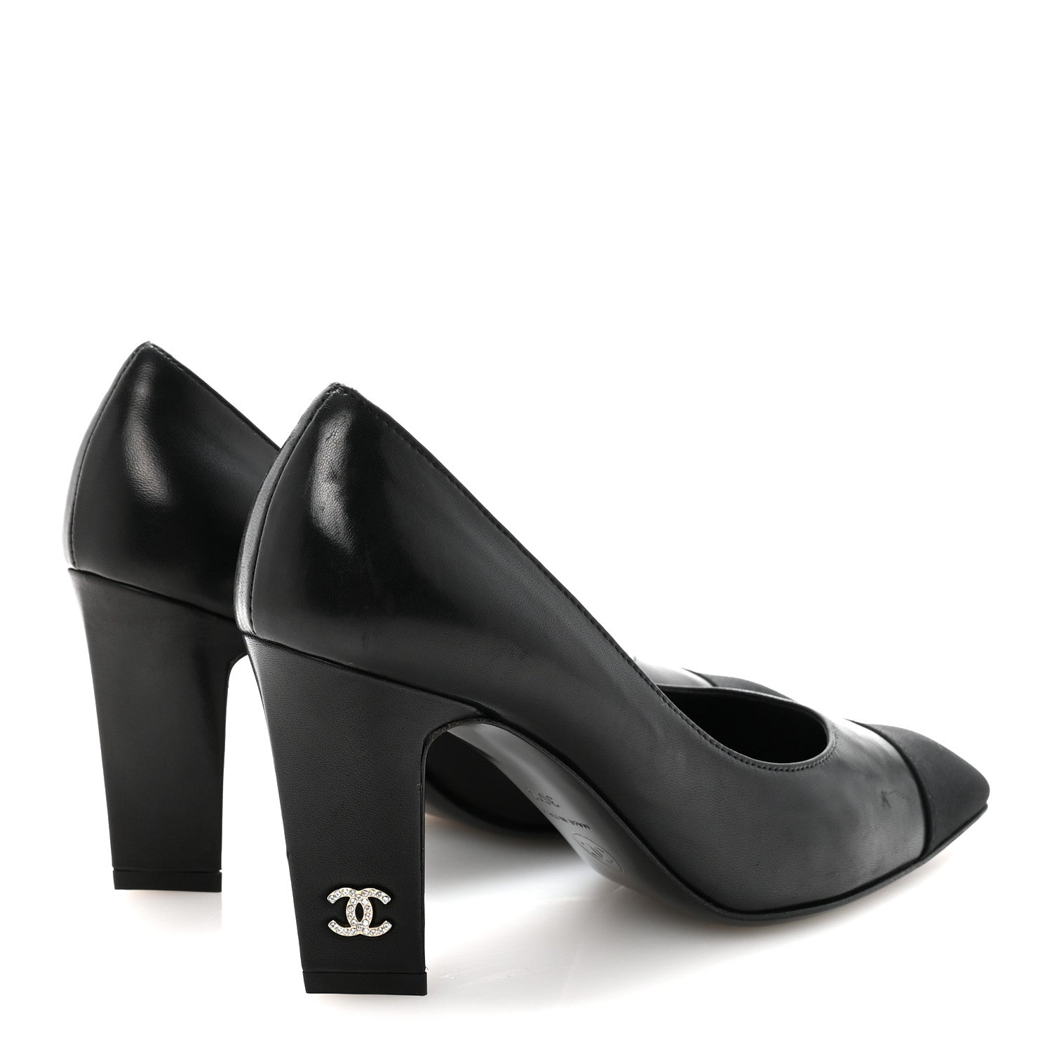 Lambskin Grosgrain Cap Toe CC Pumps 36.5 Black