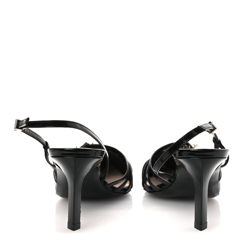Gucci Patent Regent Calfskin Walma 65 Buckle Slingback Pumps 38 Black