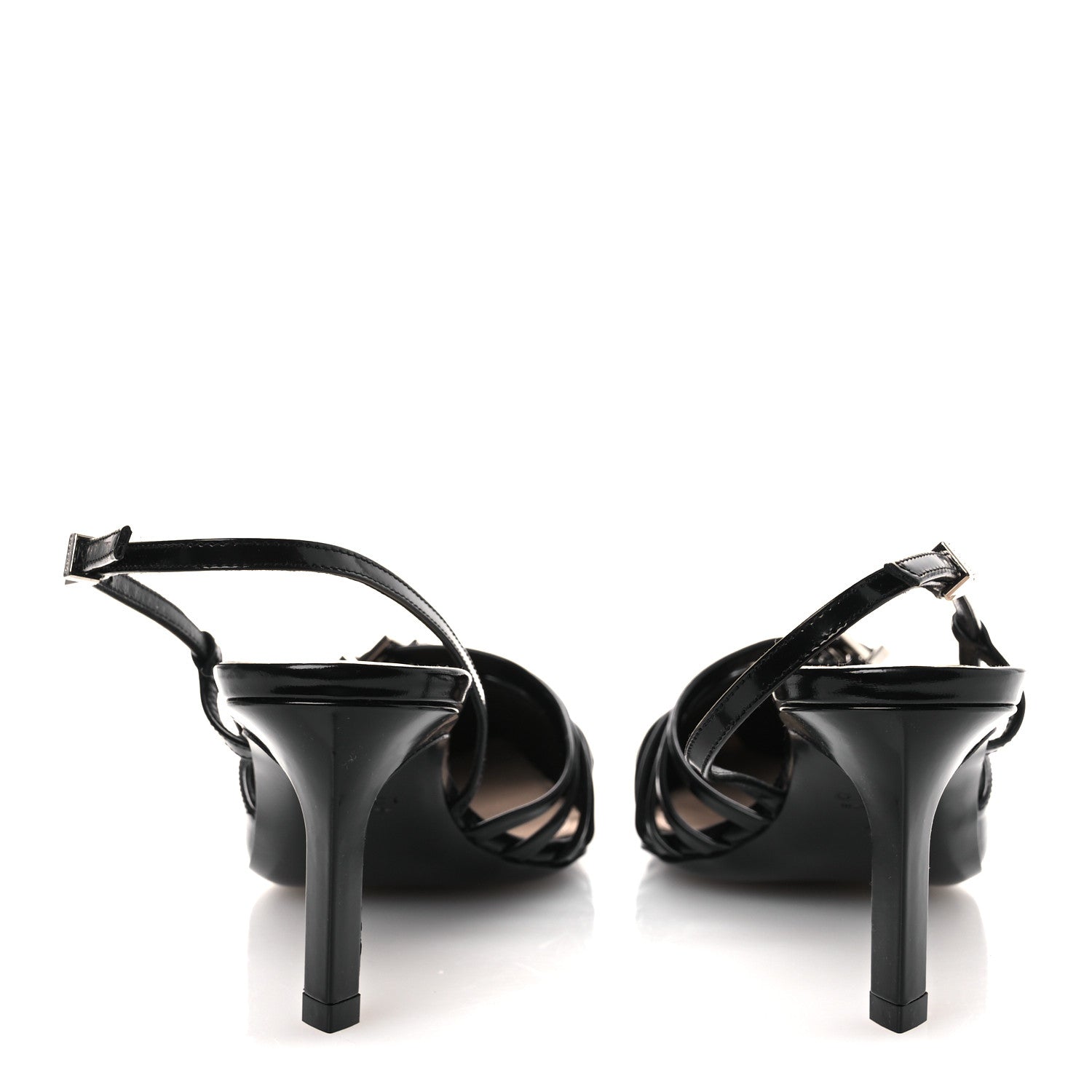 Gucci Patent Regent Calfskin Walma 65 Buckle Slingback Pumps 38 Black