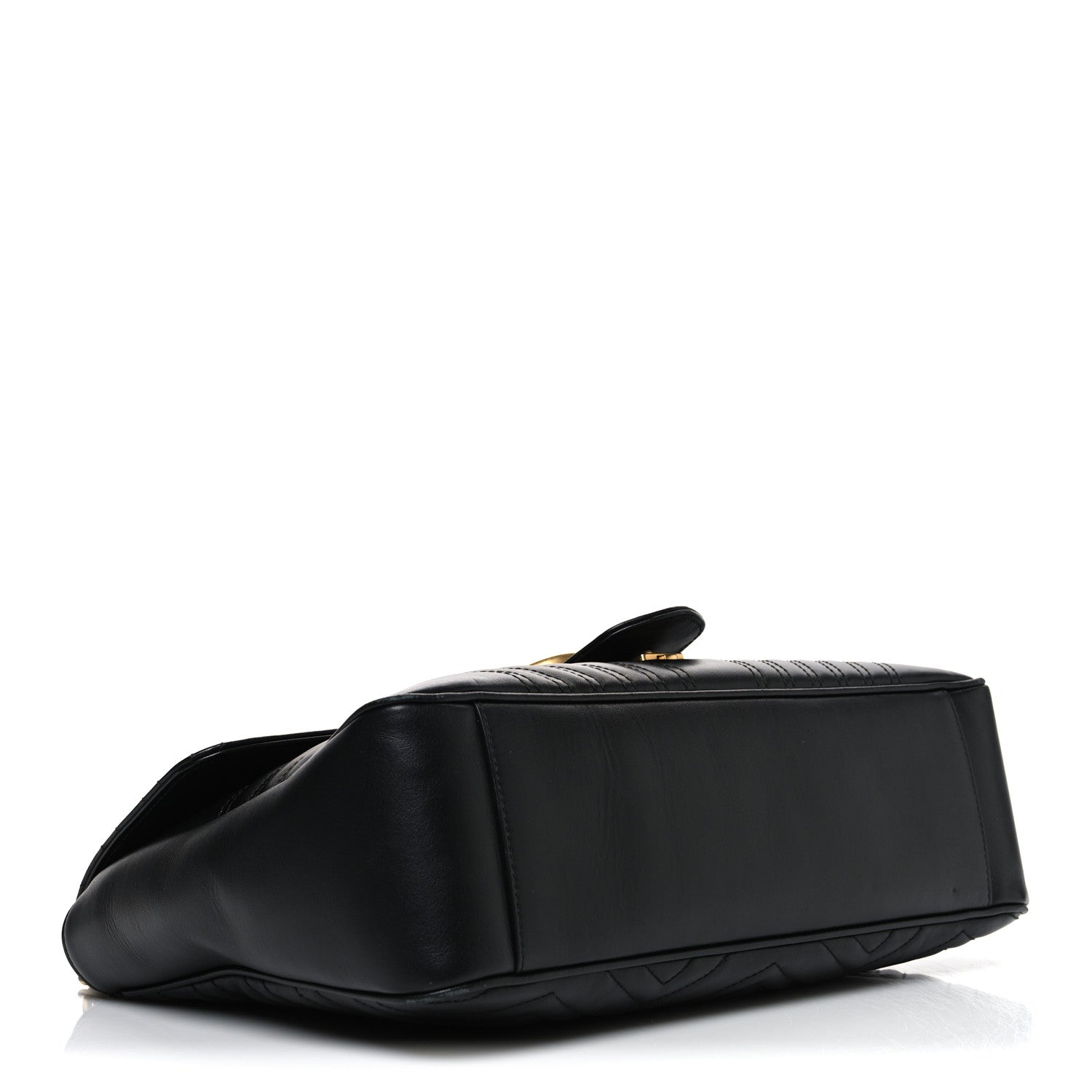 Gucci Calfskin Matelasse Medium GG Marmont Shoulder Bag Black