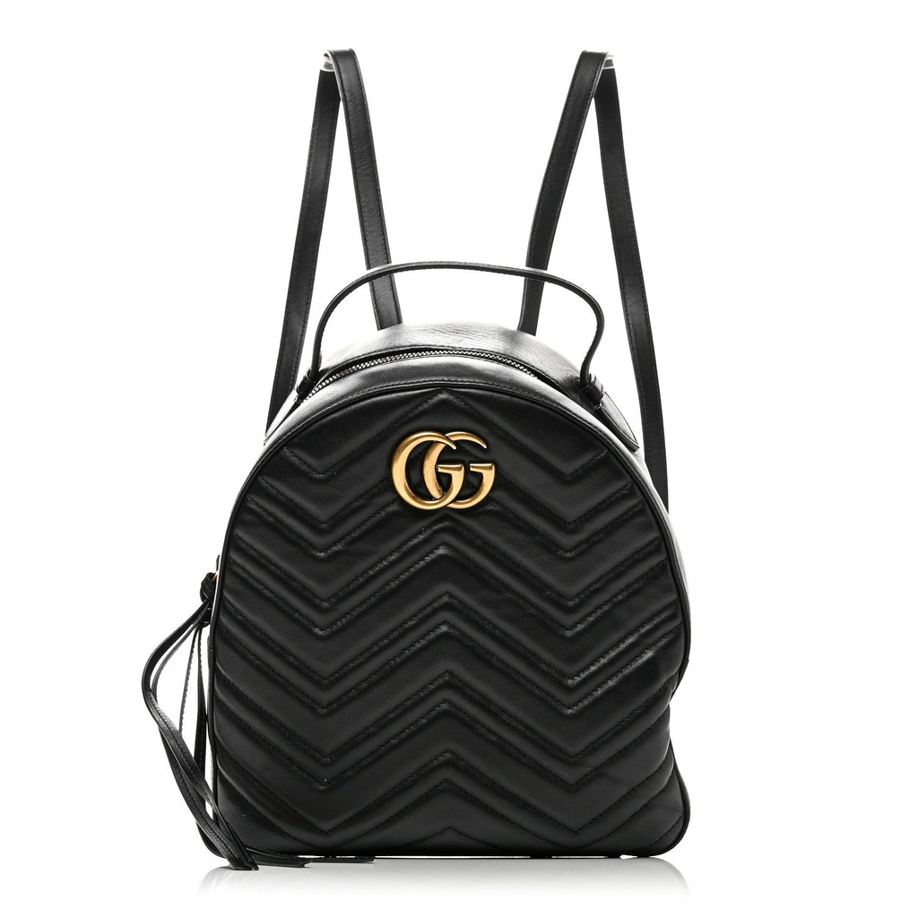 Gucci Calfskin Matelasse GG Marmont Dome Backpack Black
