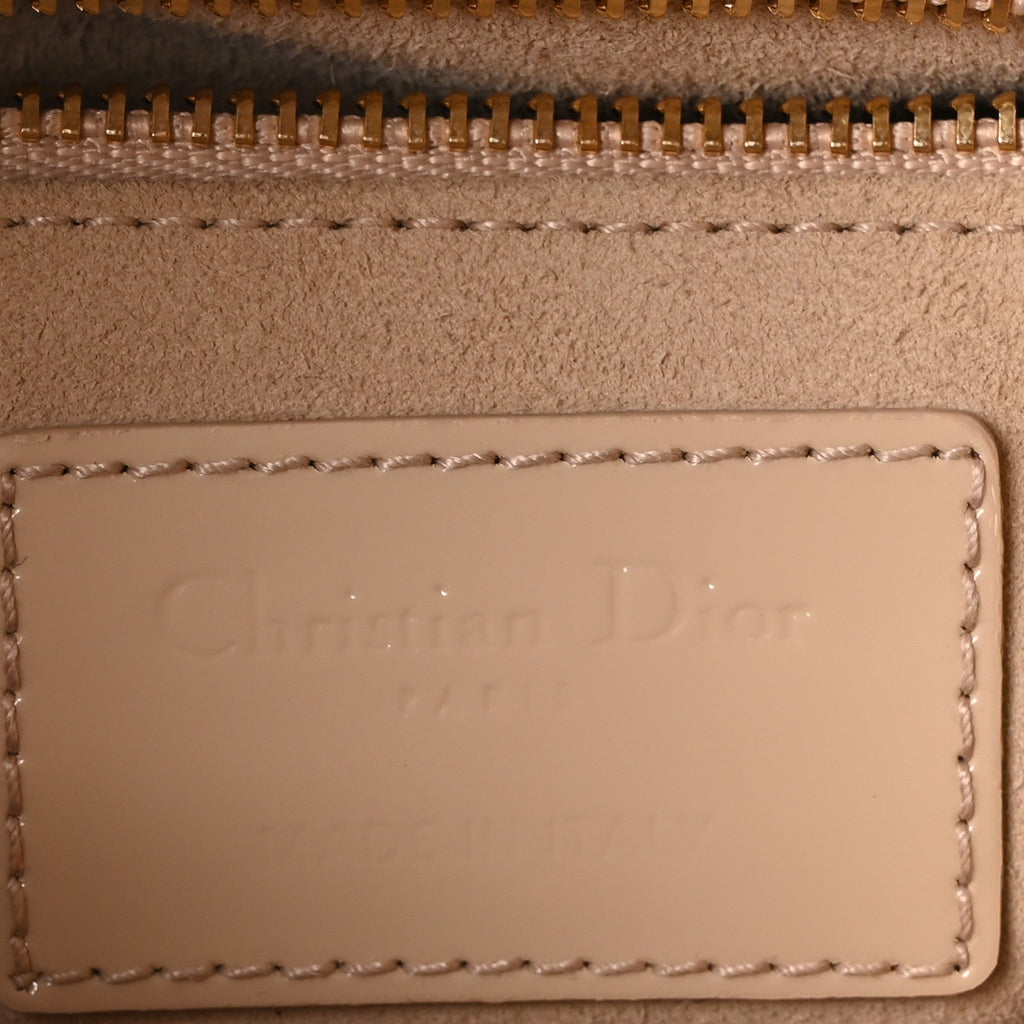 Christian Dior Patent Cannage Mini Lady Dior Beige