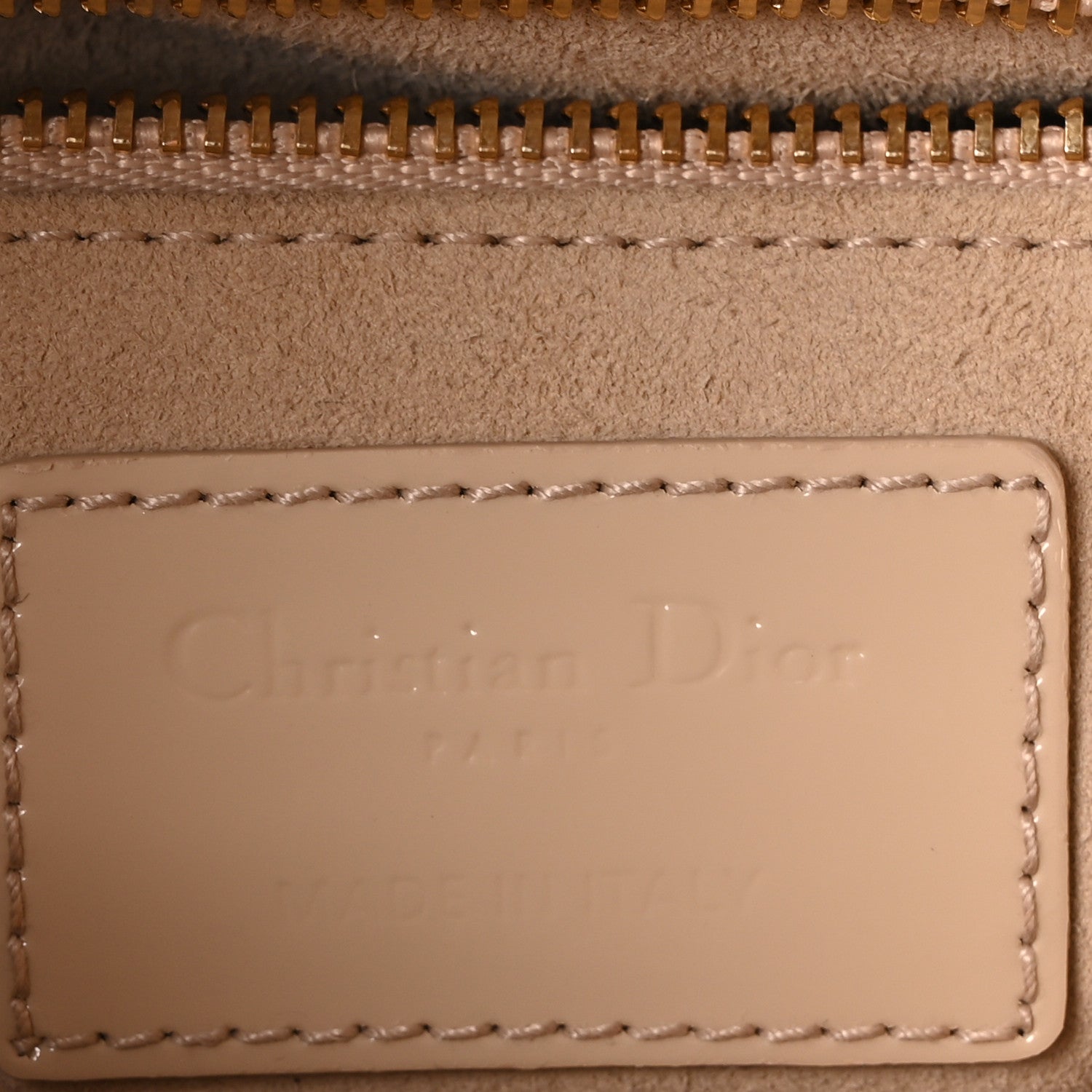Christian Dior Patent Cannage Mini Lady Dior Beige