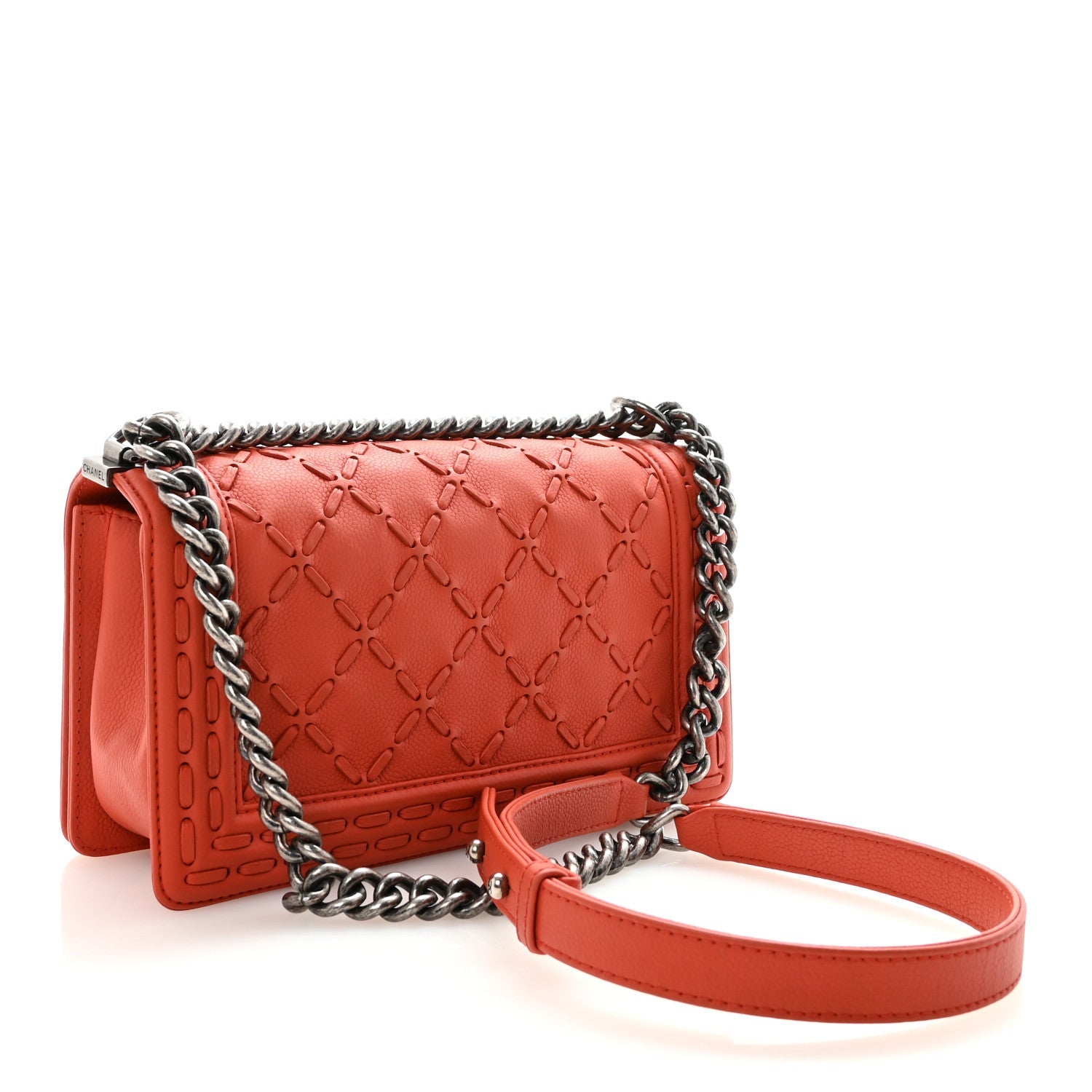Chanel Caviar Stitched Medium Boy Flap Dark Orange