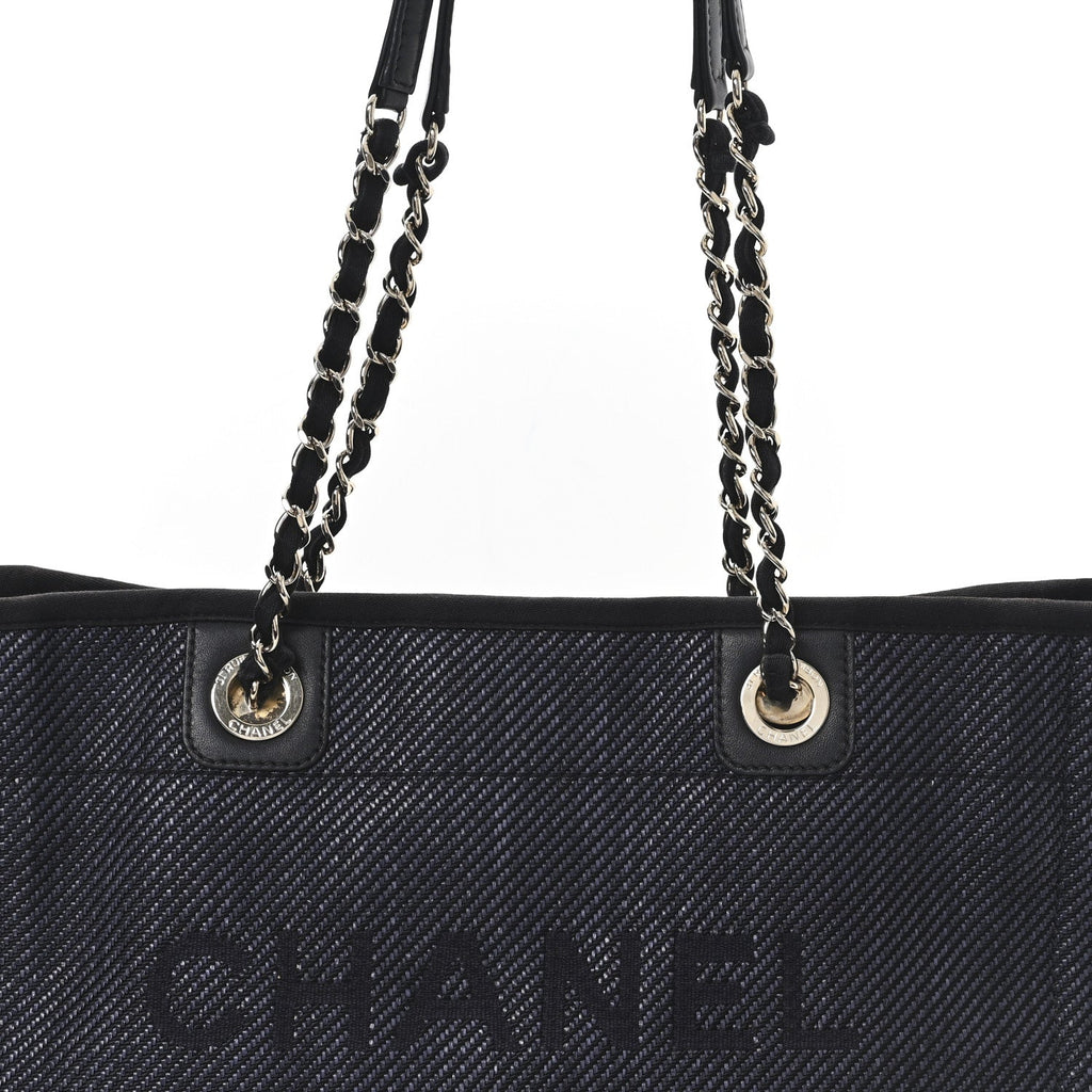 Chanel Mixed Fibers Calfskin Small Deauville Tote Black