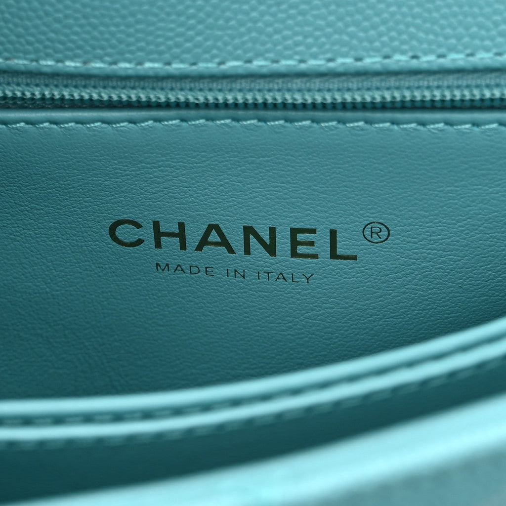 Chanel Caviar Quilted Mini Coco Handle Flap Turquoise