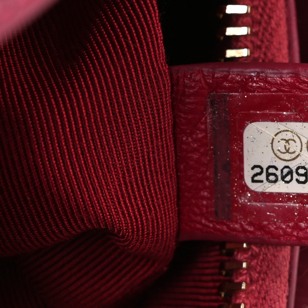 Chanel Aged Calfskin Chevron Quilted Small Gabrielle Hobo Dark Pink