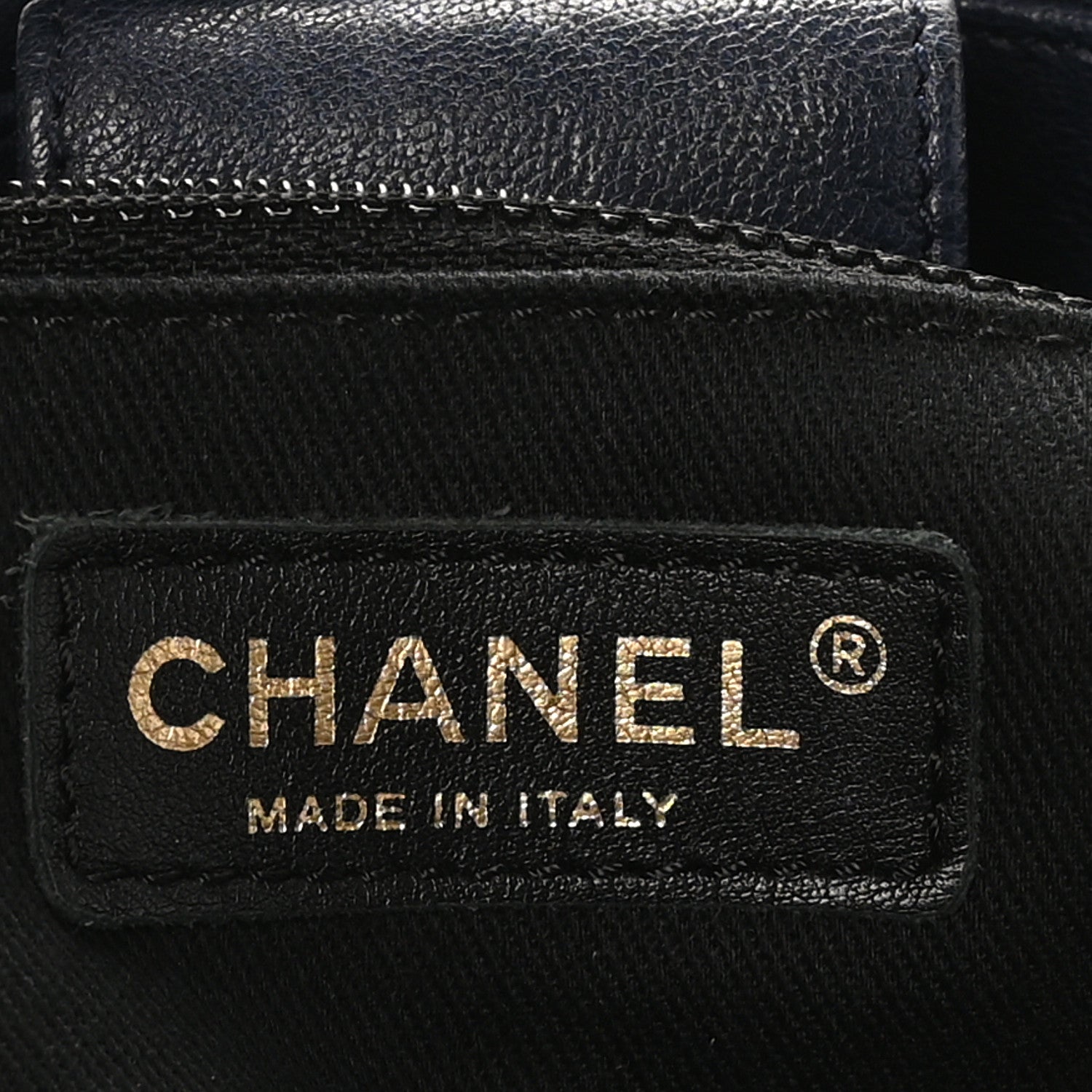 Chanel Wrinkled Lambskin Chevron Quilted Surpique Tote Navy Blue