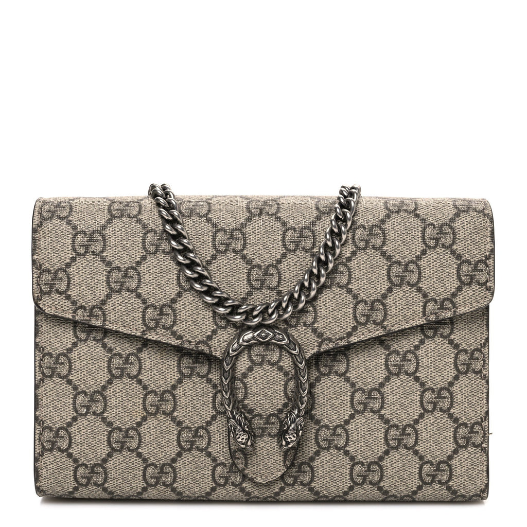 Gucci GG Supreme Monogram Mini Dionysus Chain Wallet Beige Taupe