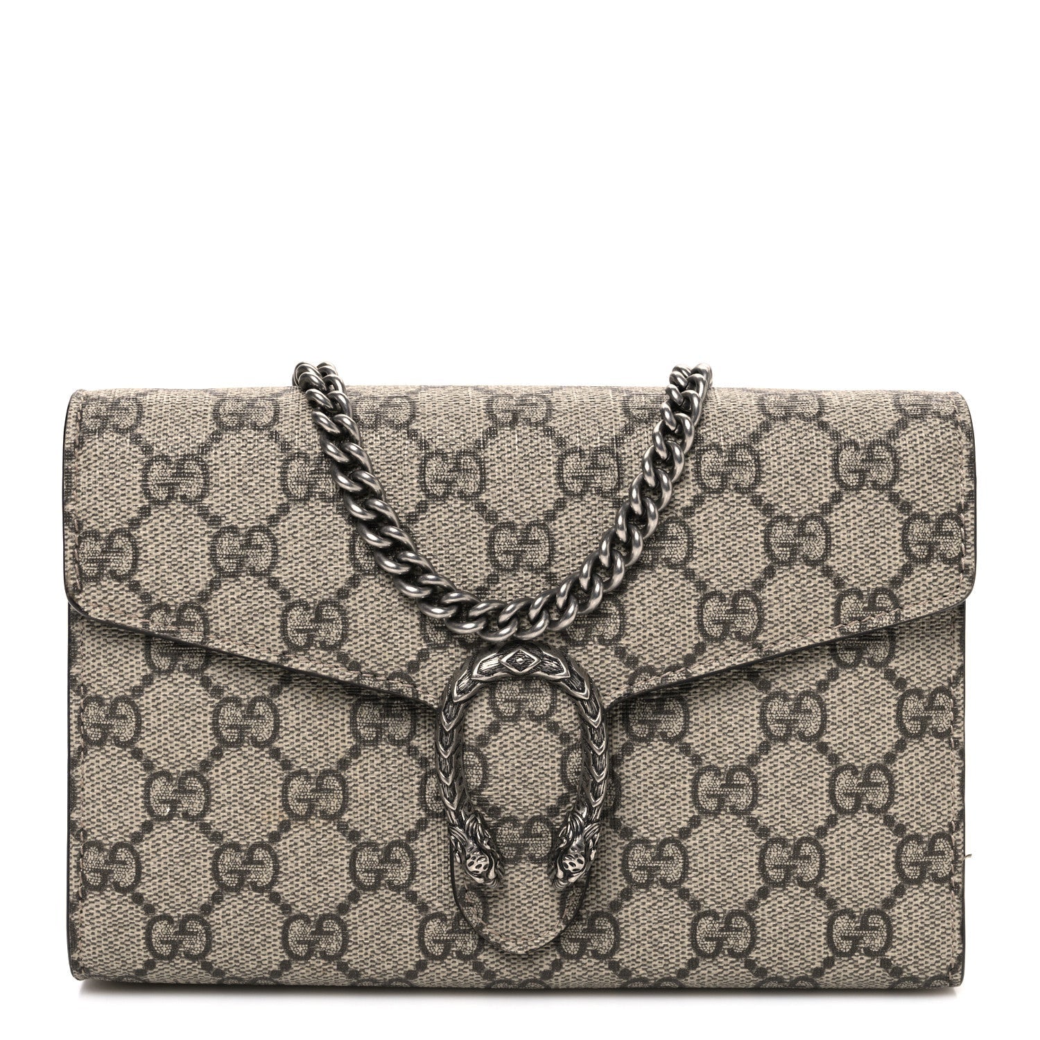 Gucci GG Supreme Monogram Mini Dionysus Chain Wallet Beige Taupe