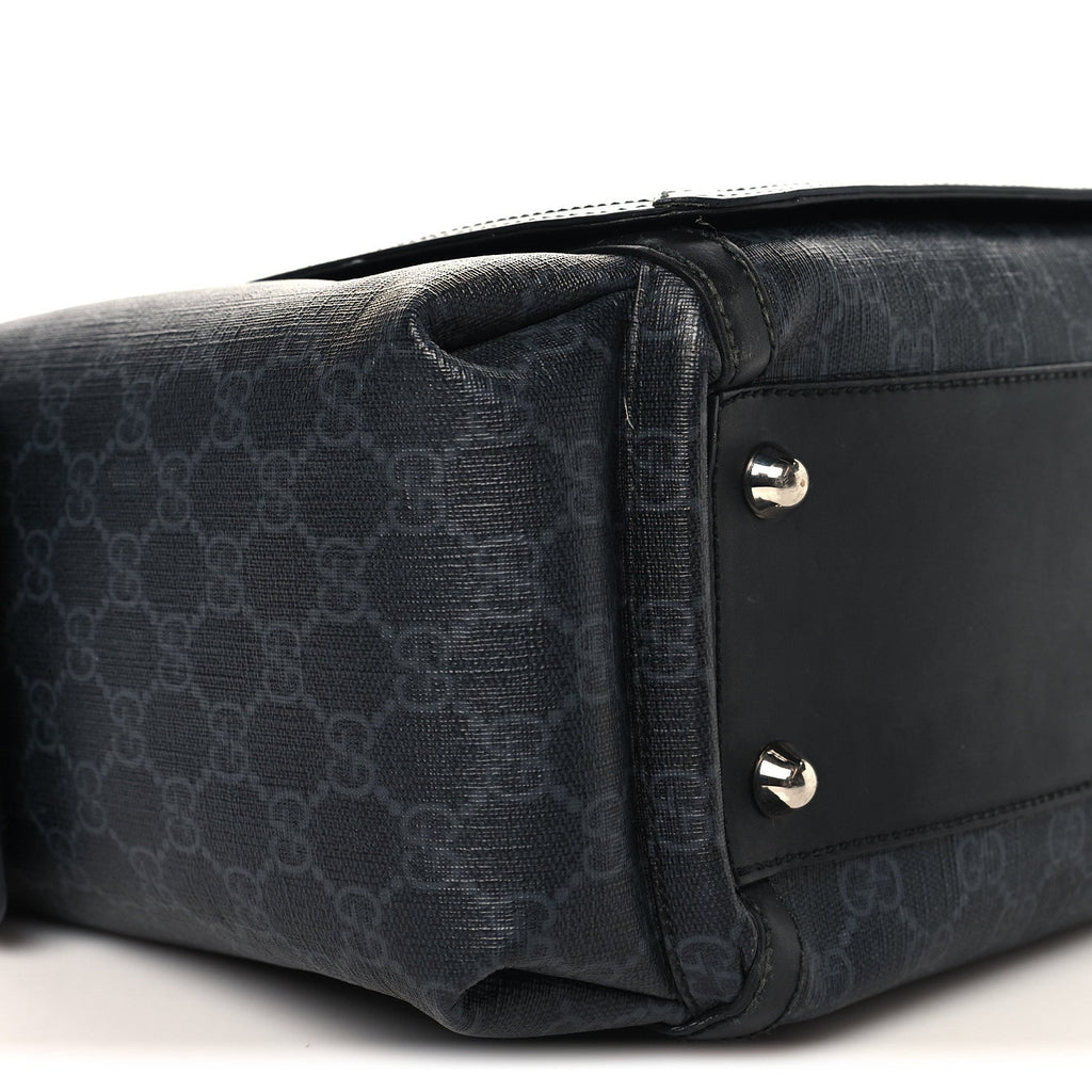Gucci GG Supreme Monogram Web Messenger Diaper Bag Black Grey