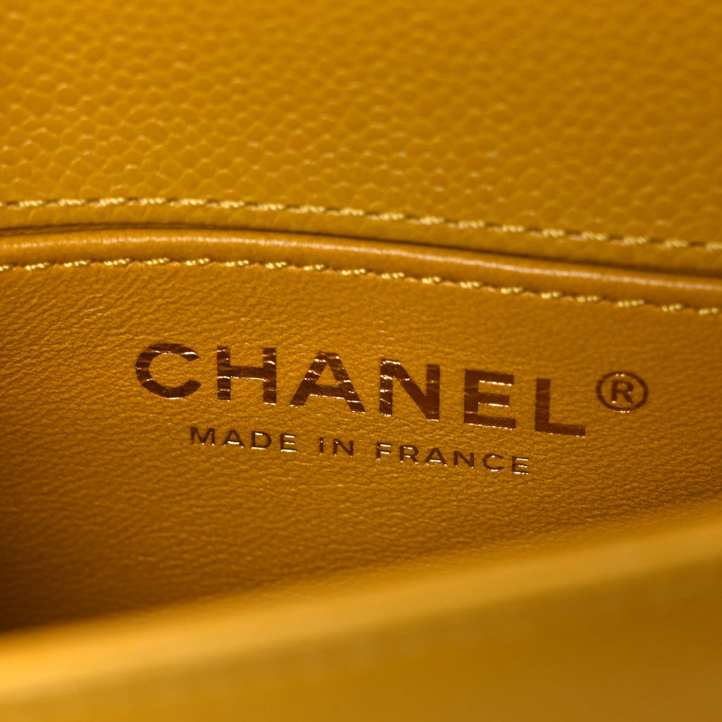 Chanel Caviar Quilted Mini Boy Flap Yellow