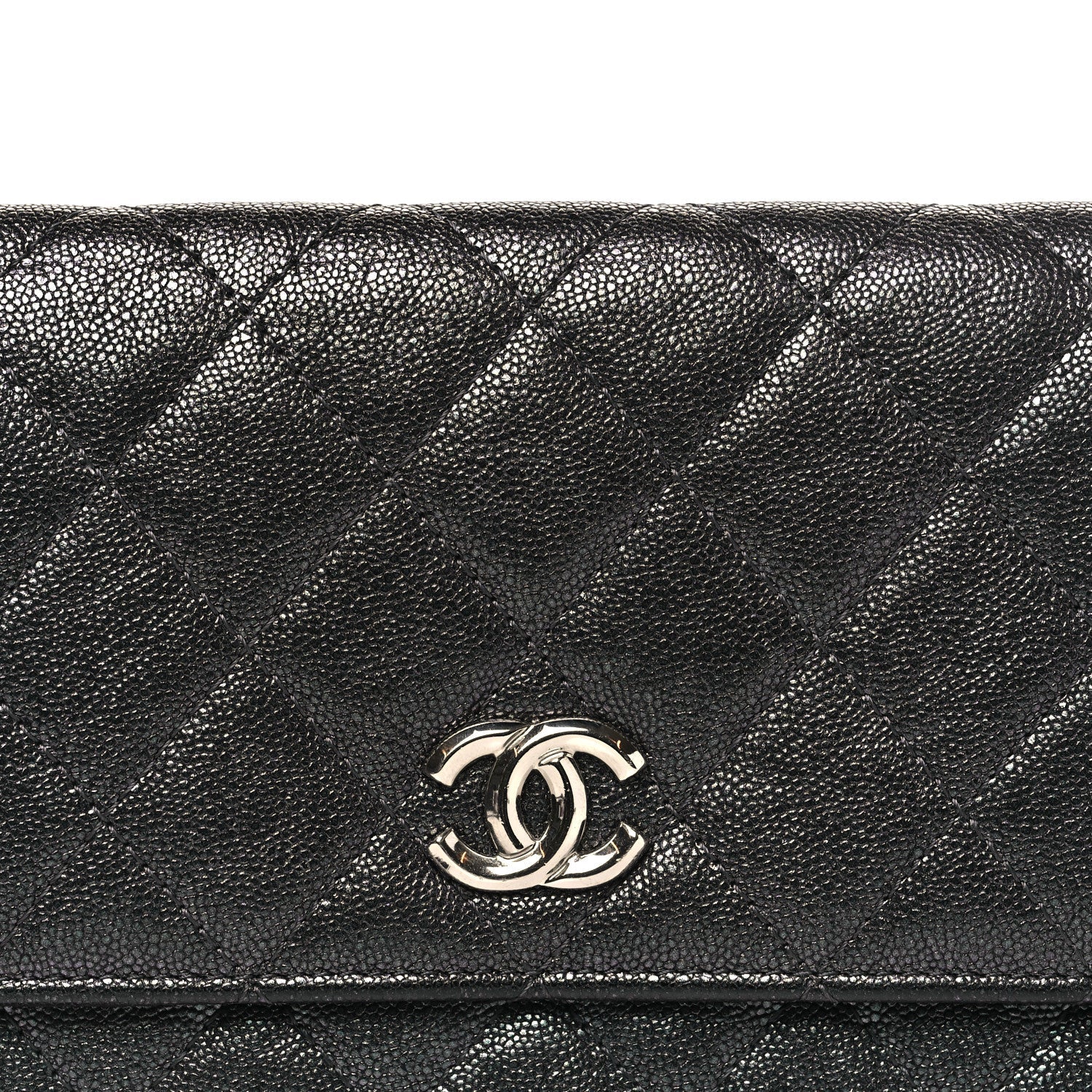 Chanel Iridescent Caviar Quilted Classic Pouch Clutch Black
