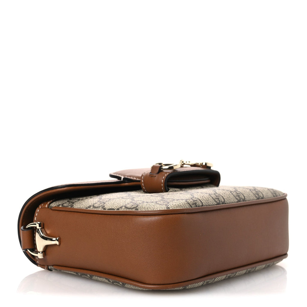 Gucci GG Supreme Monogram Duomo Lux Horsebit 1955 Soft Small Shoulder Bag Beige Ebony Sundial