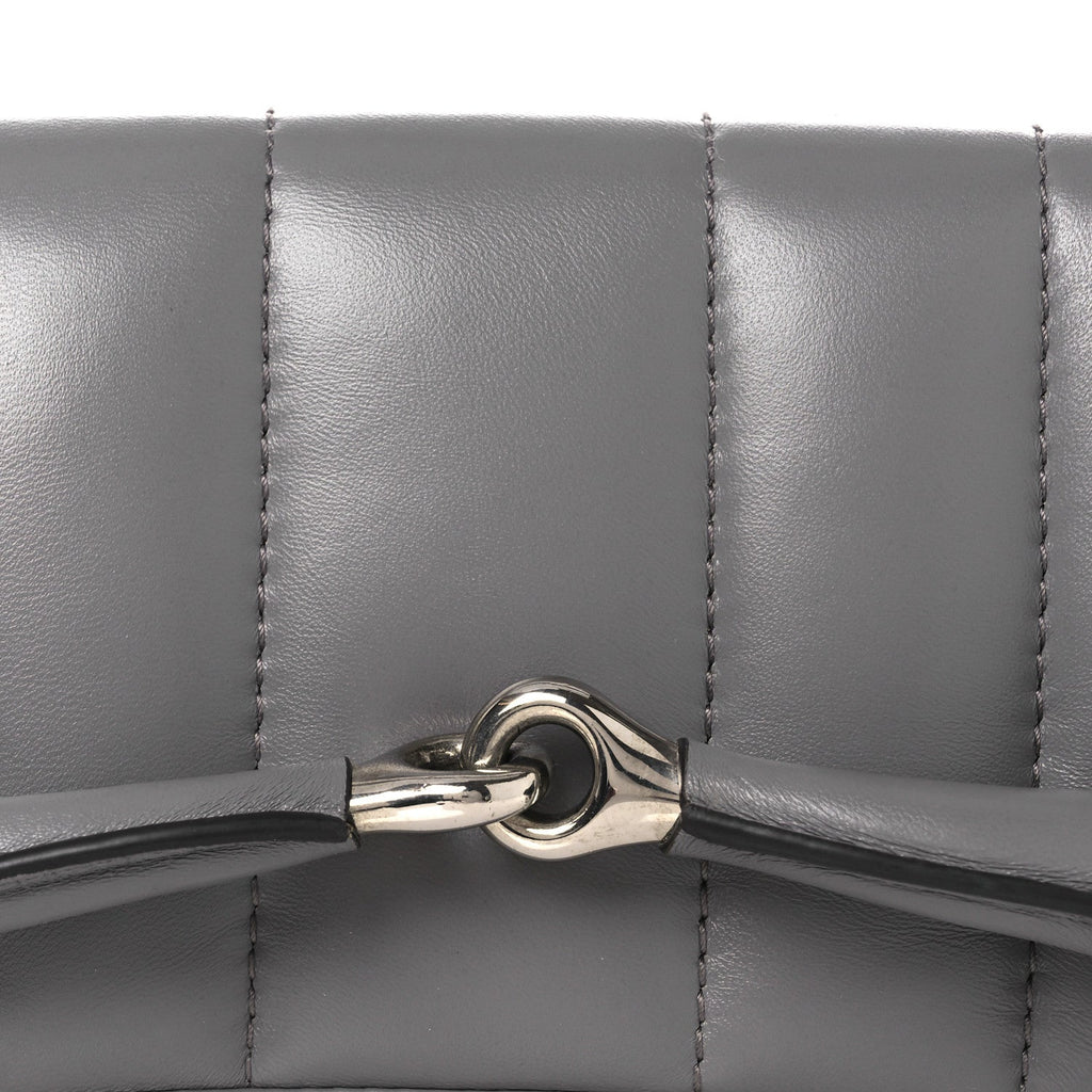 Gucci Nappa Vertical Matelasse Medium Maxi Horsebit Chain Shoulder Bag Grey