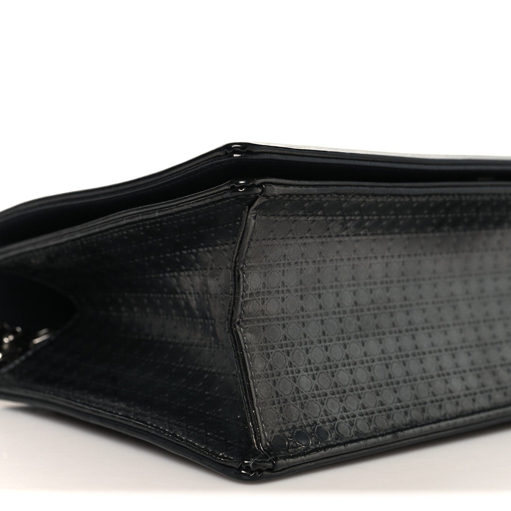 Christian Dior Metallic Patent Micro-Cannage Medium Diorama Flap Bag Onyx Black