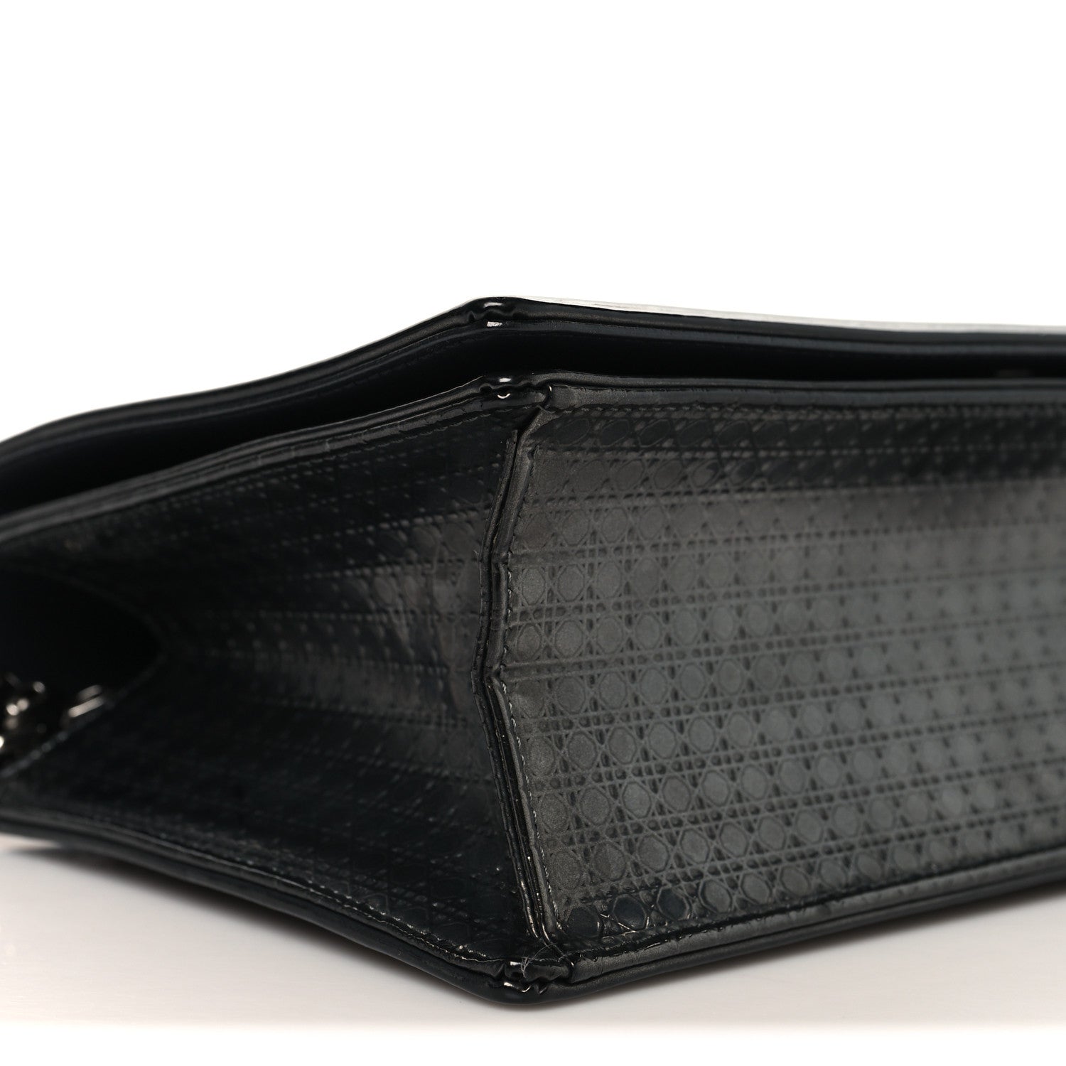 Christian Dior Metallic Patent Micro-Cannage Medium Diorama Flap Bag Onyx Black
