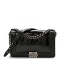 Chanel Patent New Medium Boy Reverso Flap Navy
