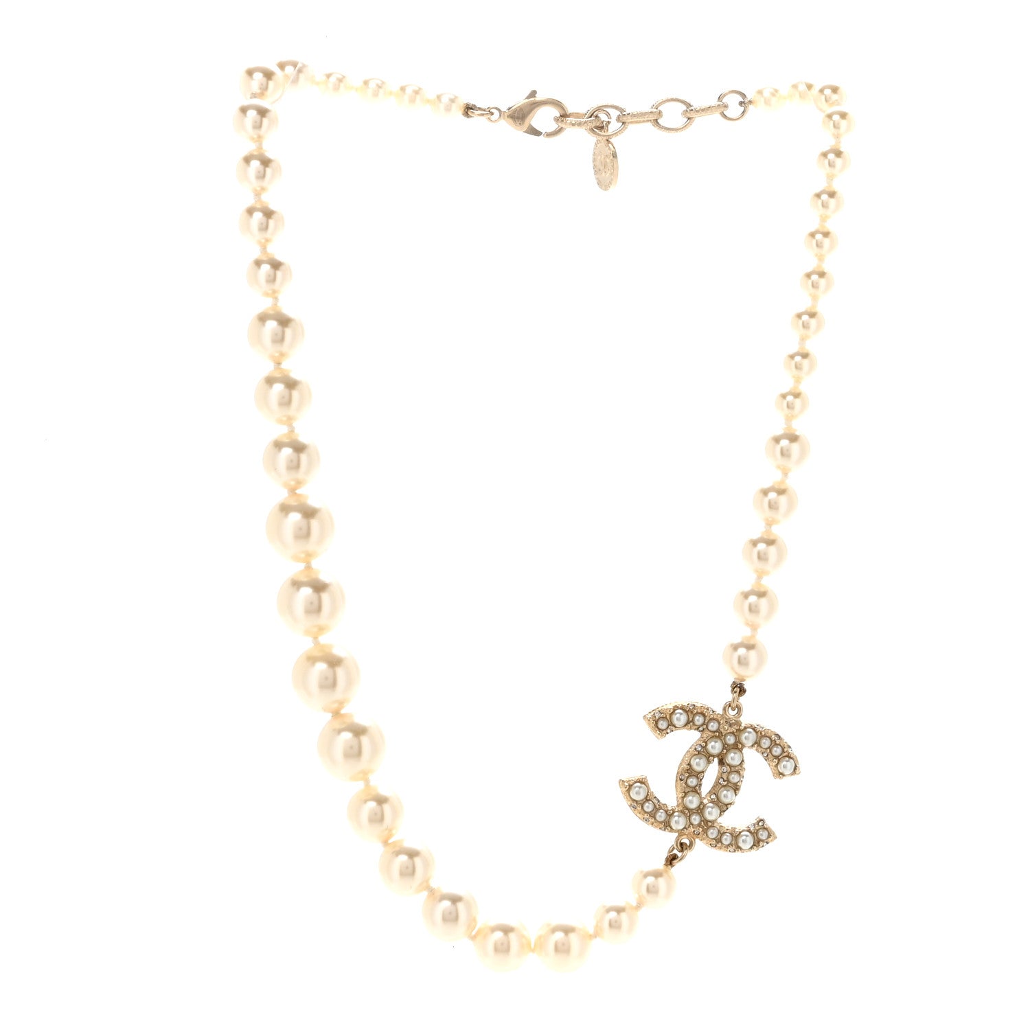 Pearl CC 100th Anniversary Necklace Light Gold