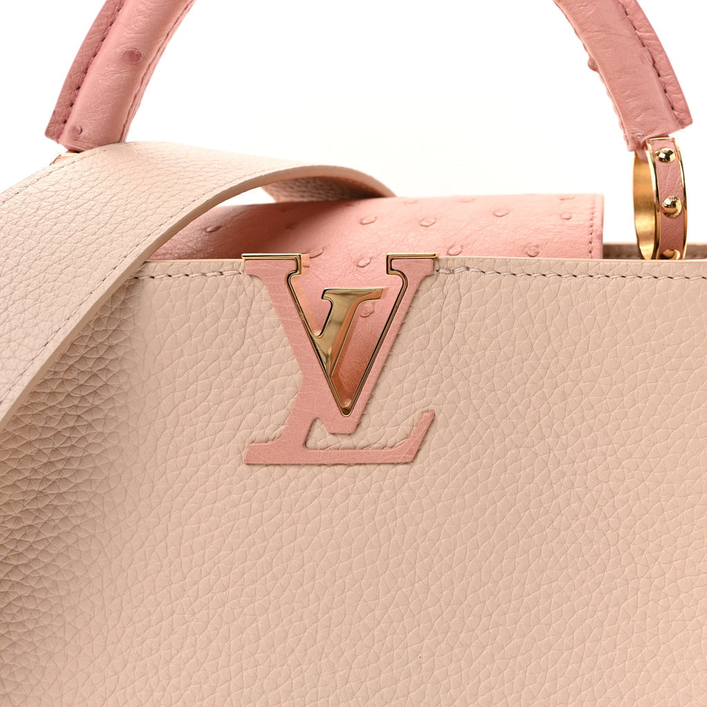 Louis Vuitton Taurillon Ostrich Capucines BB Powder Pink Beige