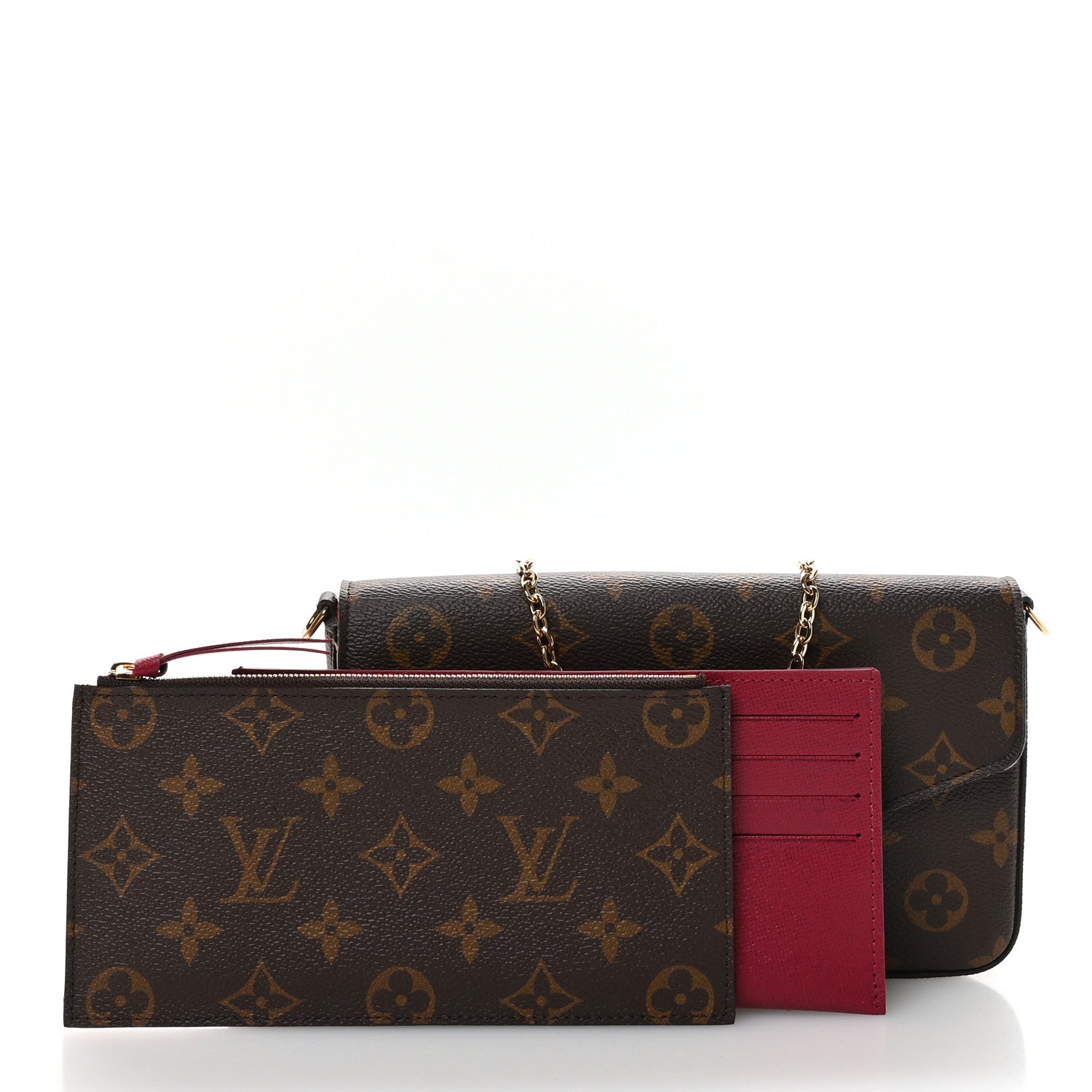 Louis Vuitton Monogram Pochette Felicie Chain Wallet Fuchsia
