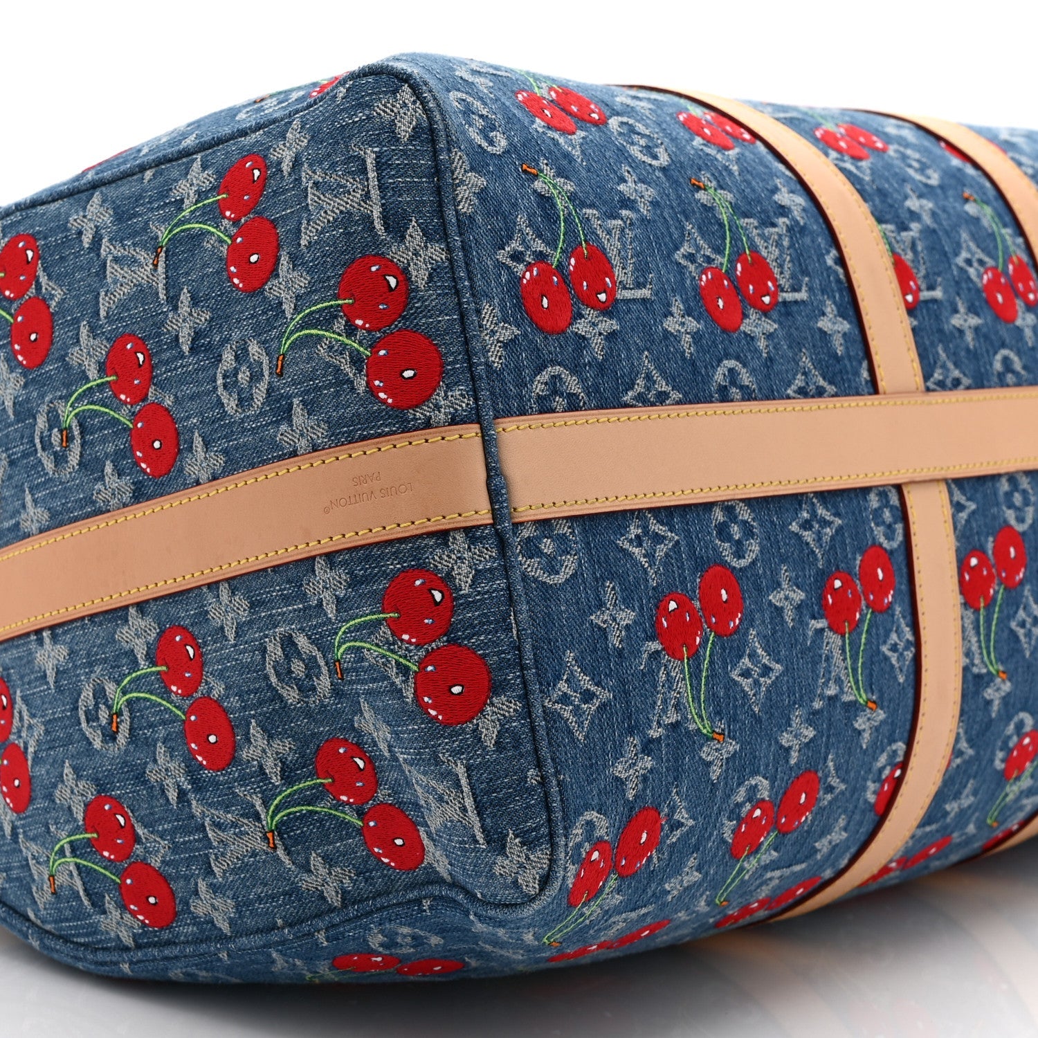 Louis Vuitton LV X TM Monogram Denim Cerises Keepall Bandouliere 45 Blue